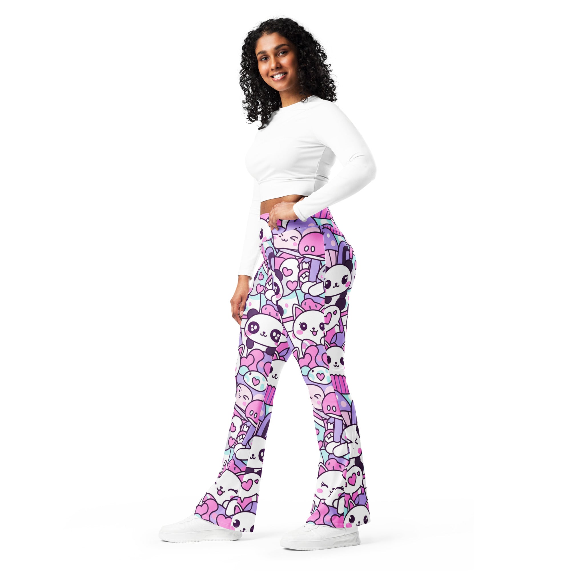 Kawaii Pastel Goth Flare Leggings | GearBunch