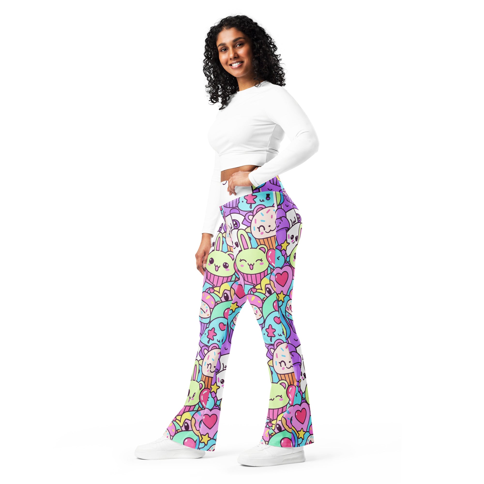 Kawaii Rainbow Unicorn Flare Leggings | GearBunch