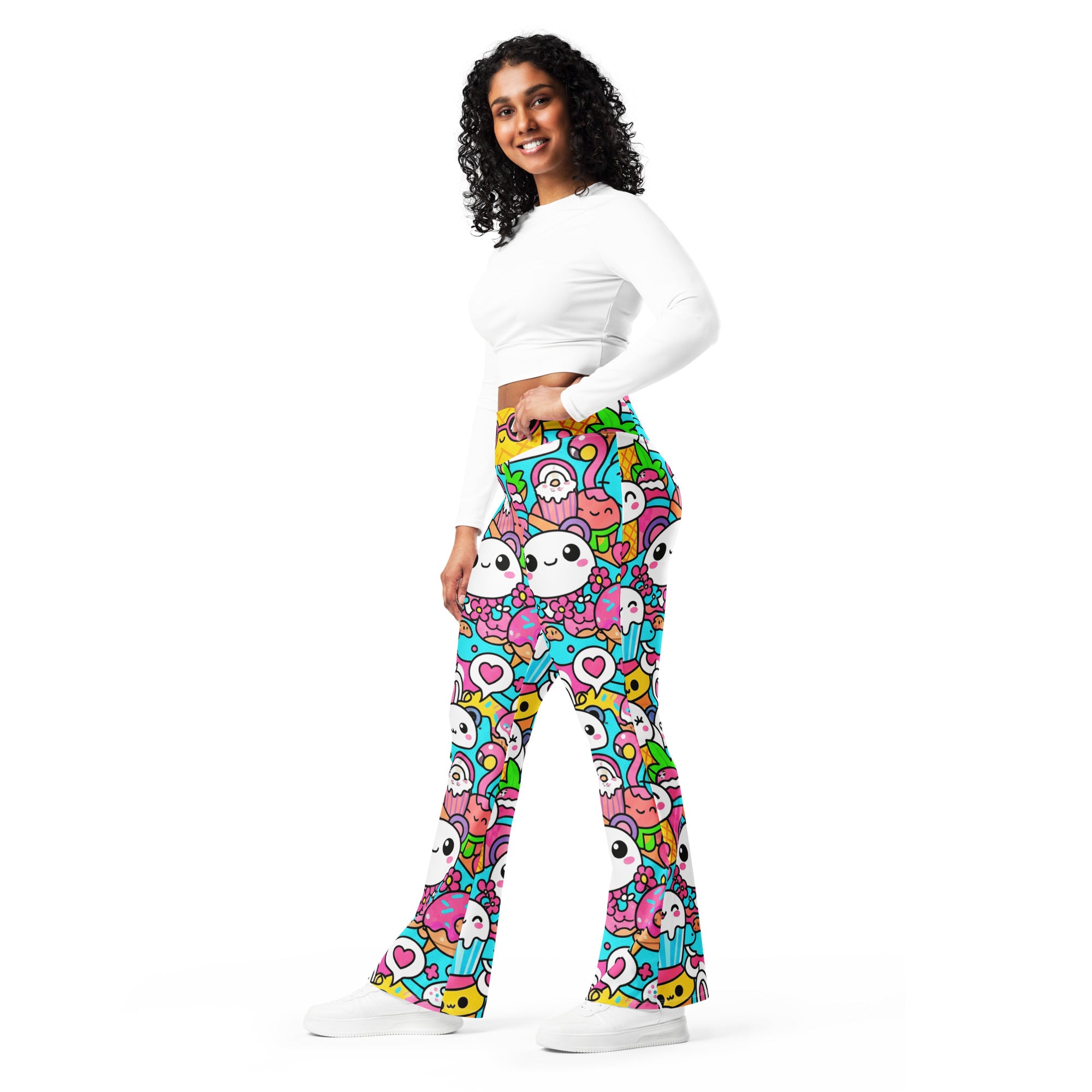 Kawaii Tropical Pineapple Flare Leggings | GearBunch