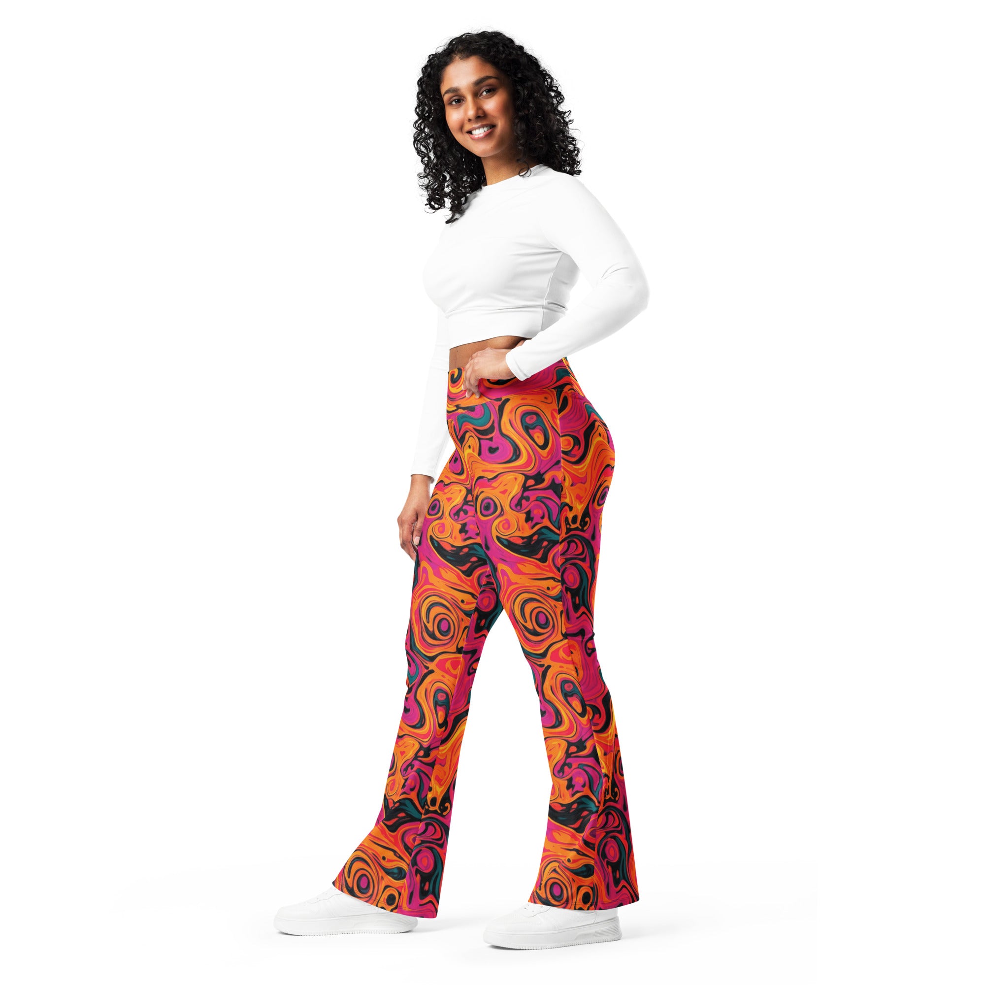 Liquid Marble Fire Opal Flare Leggings | GearBunch
