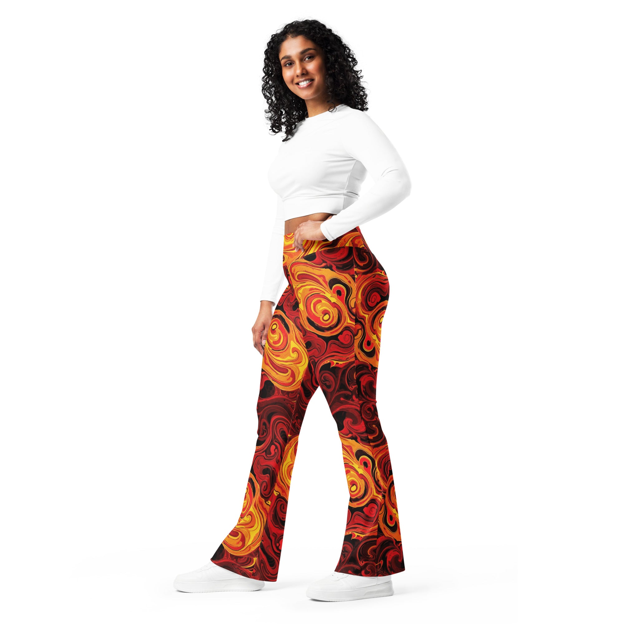 Liquid Marble Lava Flow Flare Leggings | GearBunch