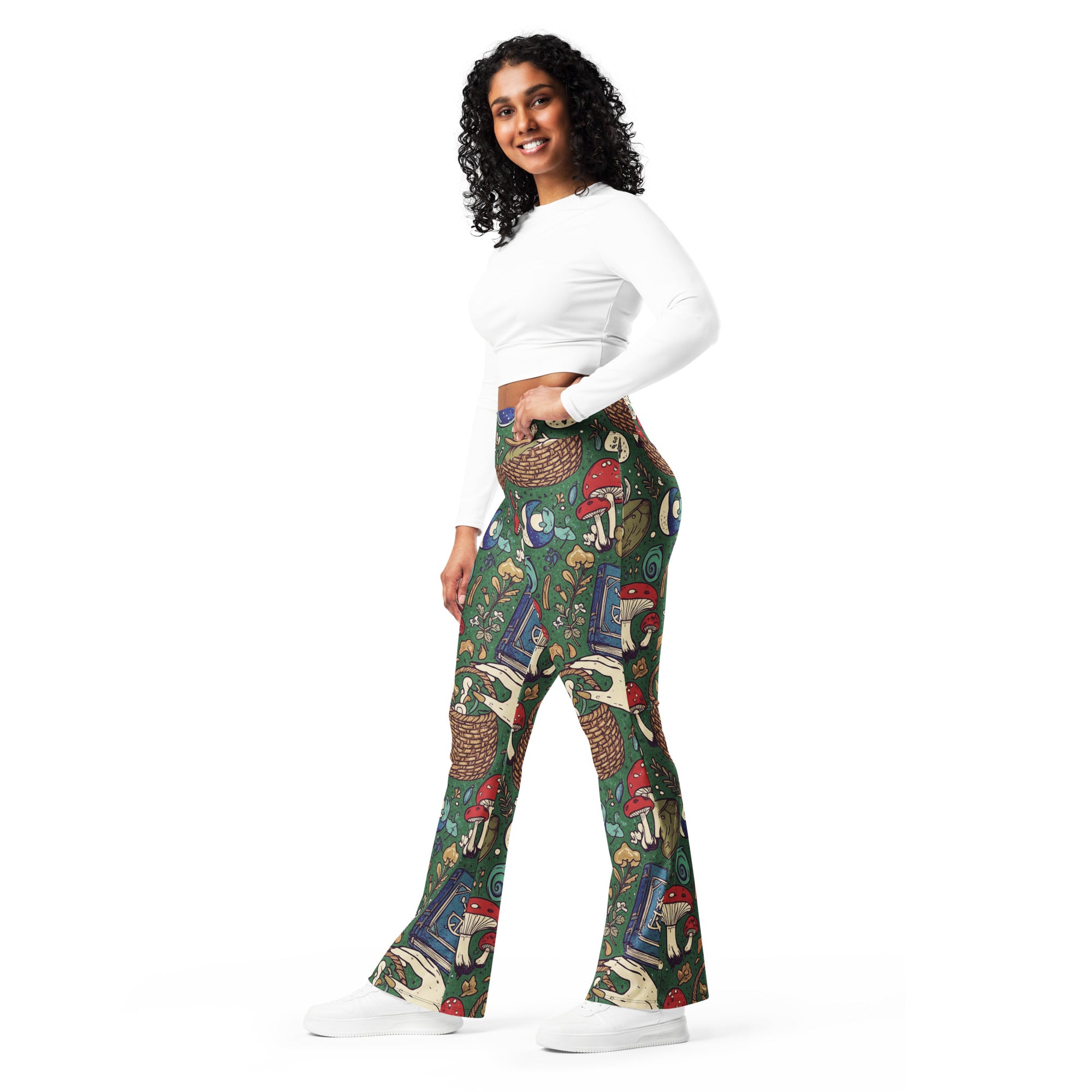 Mushroom Foraging Witch Flare Leggings | GearBunch