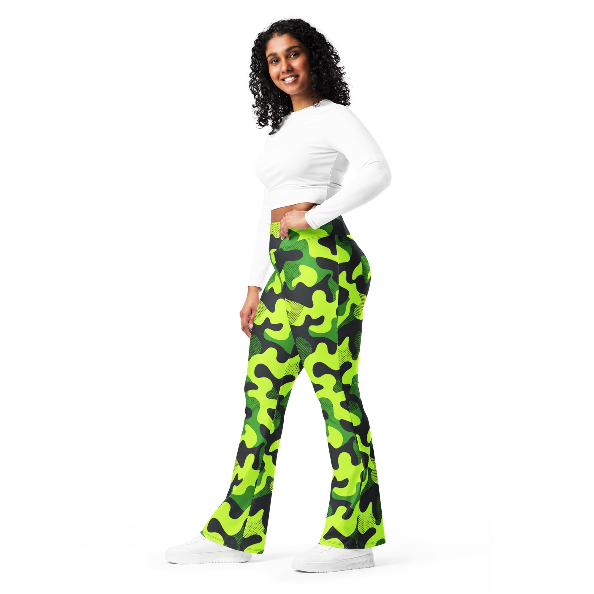 Neon Camo Flare Leggings | GearBunch