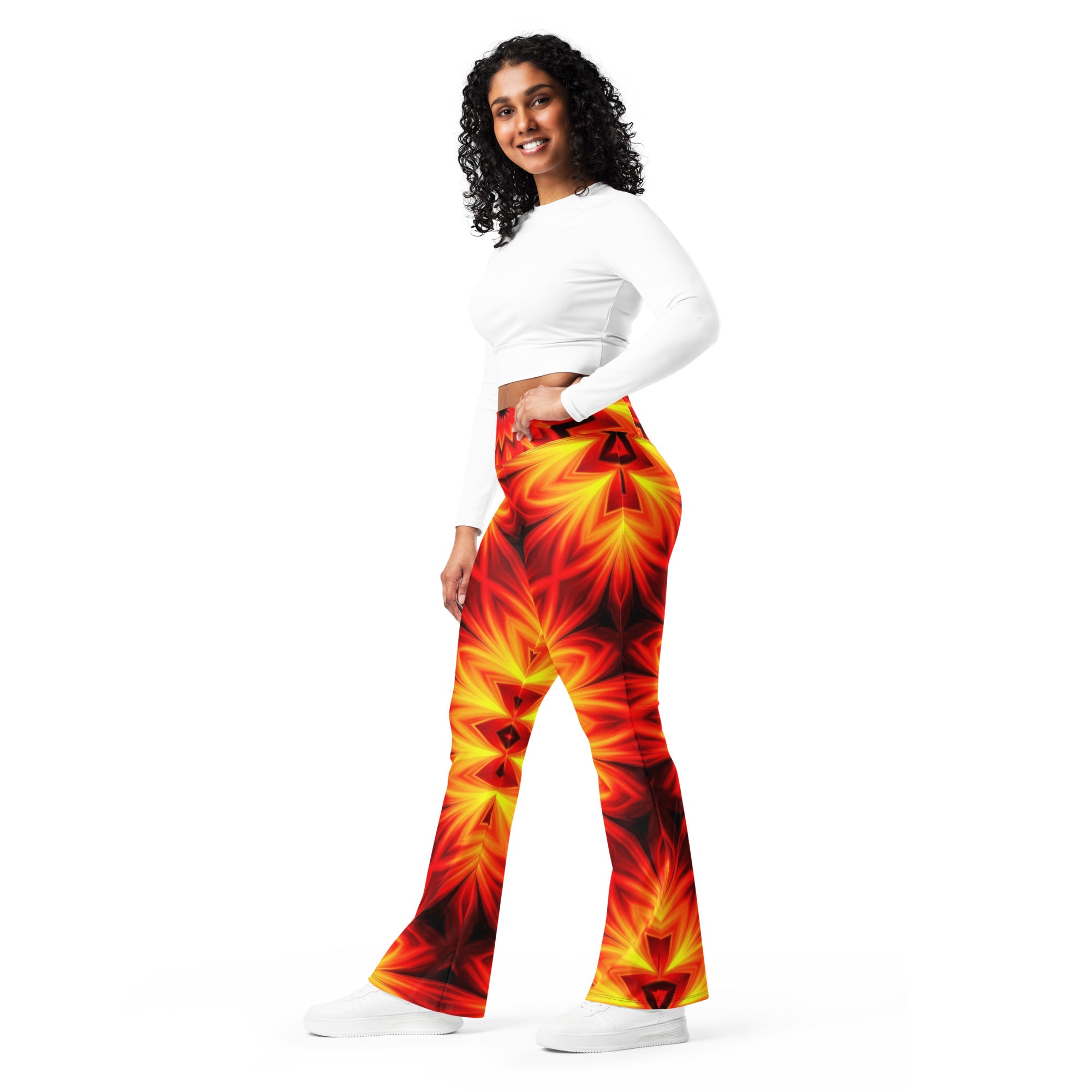 Psychedelic Magma Core Flare Leggings | GearBunch