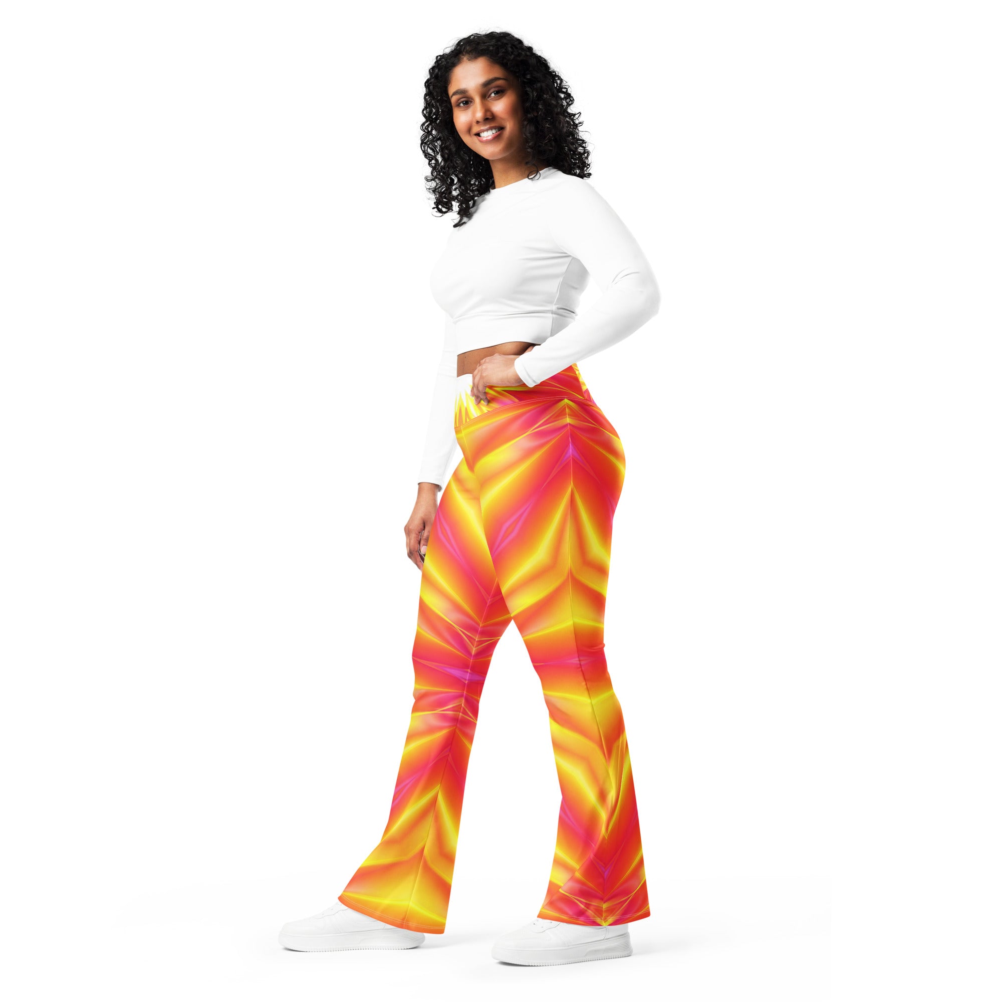 Psychedelic Solar Flare Flare Leggings | GearBunch