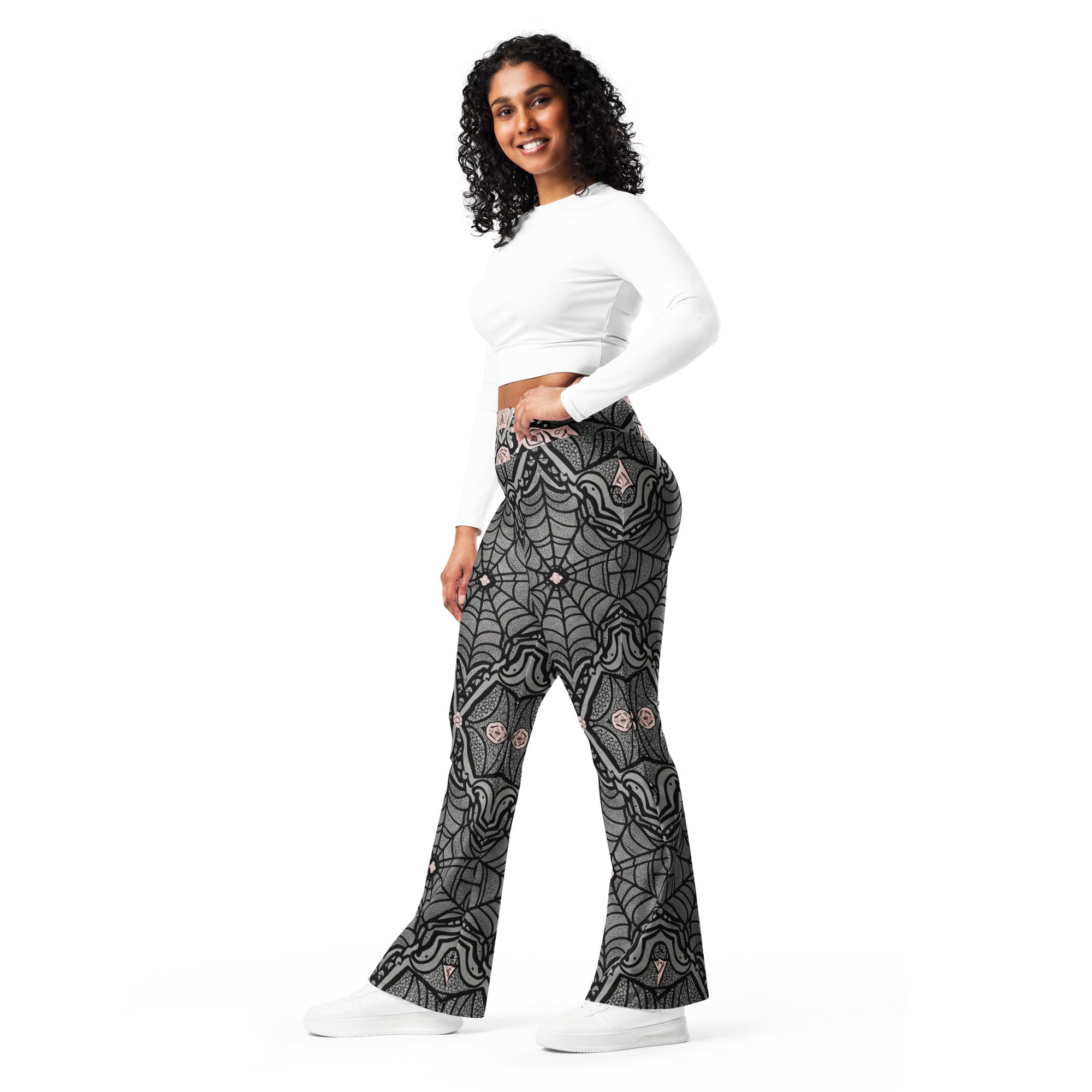 Spider Web Lace Flare Leggings | GearBunch