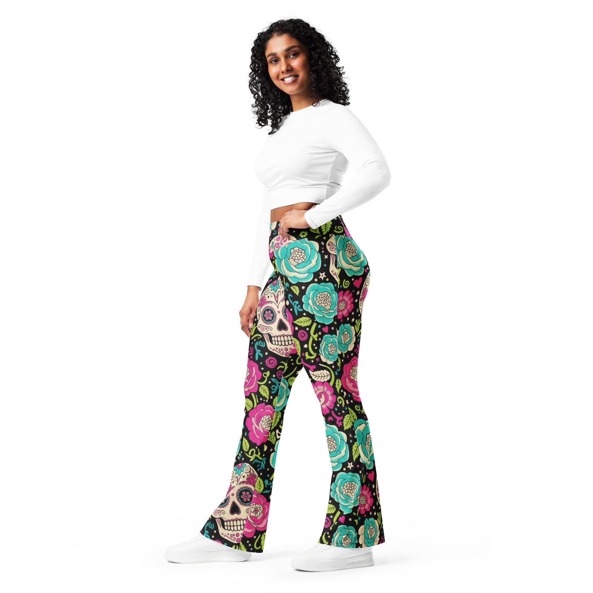 Sugar Skull Botanica Flare Leggings | GearBunch