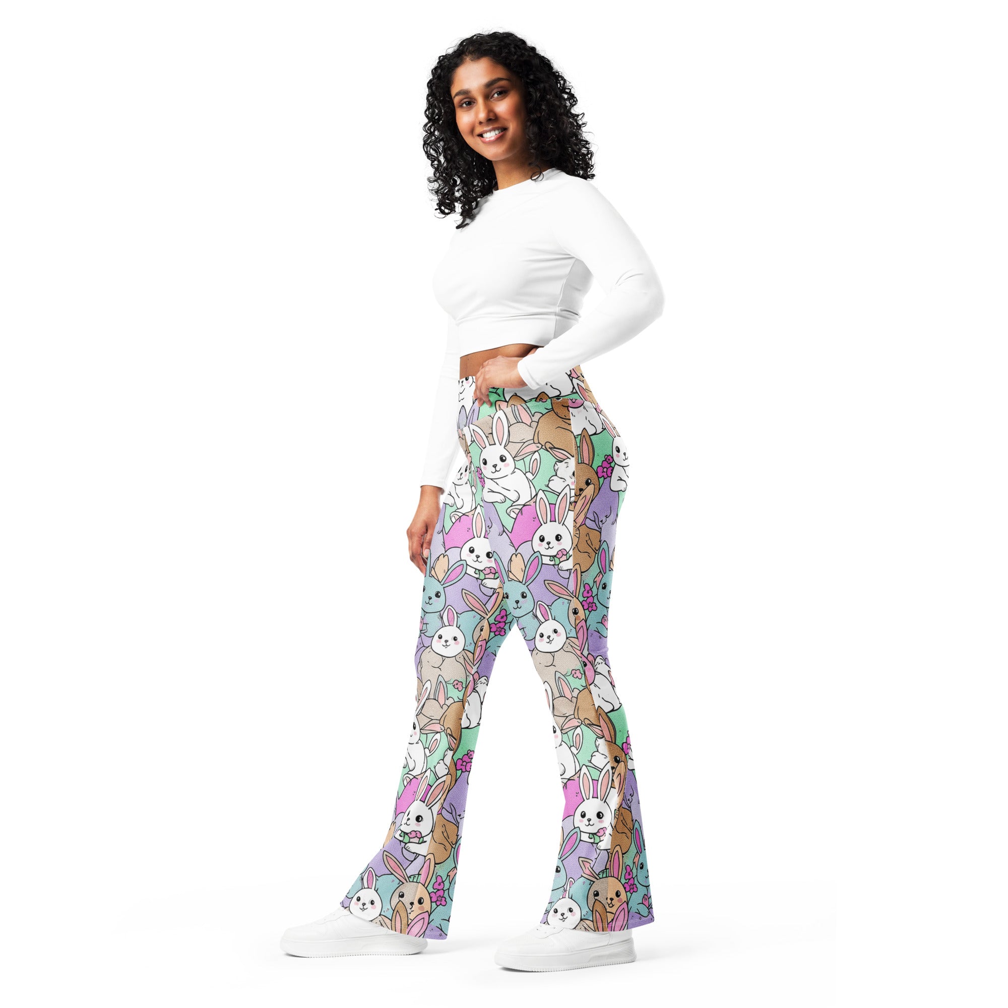 Vibrant Bunny Hop Flare Leggings | GearBunch