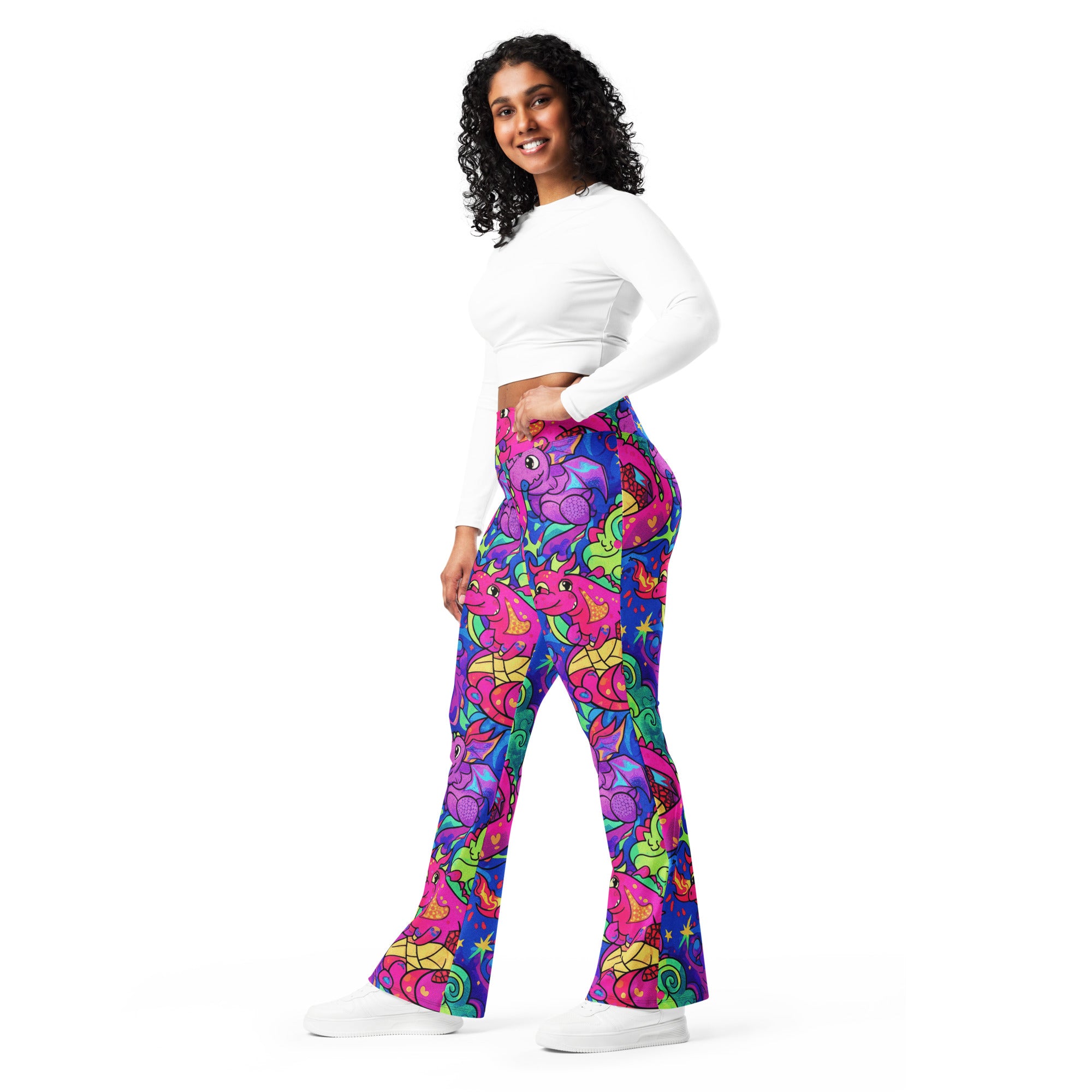 Vibrant Dragon Fantasy Flare Leggings | GearBunch