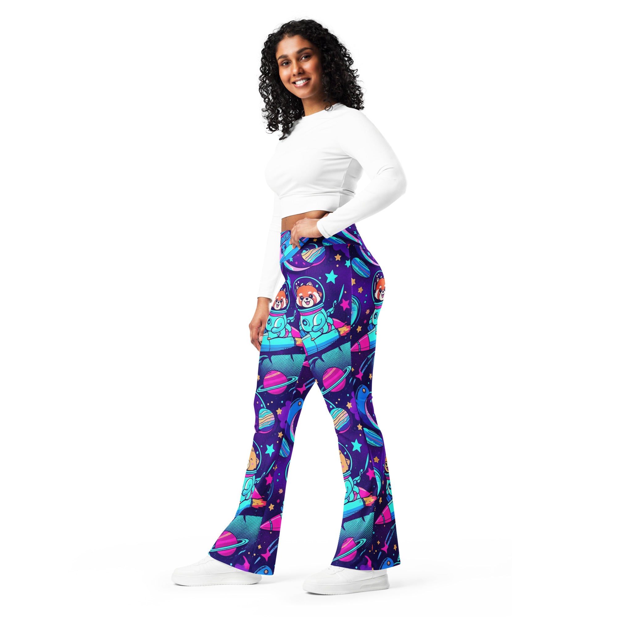 Vibrant Space Animals Flare Leggings | GearBunch