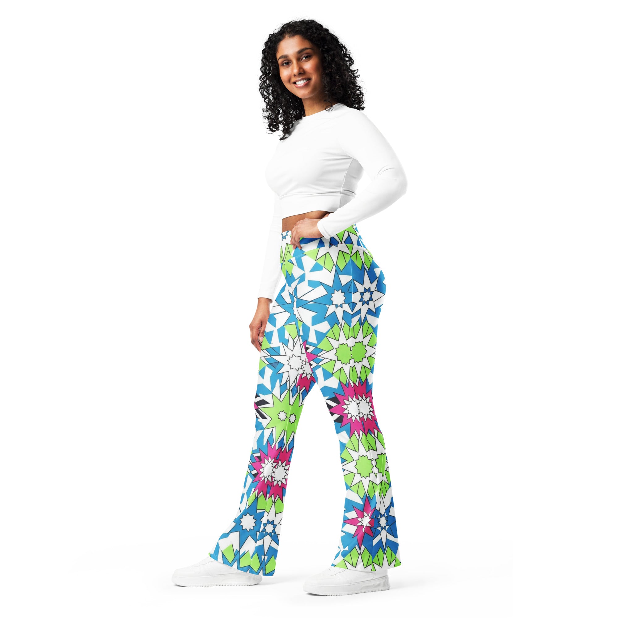 Zellige Electric Neon Flare Leggings | GearBunch