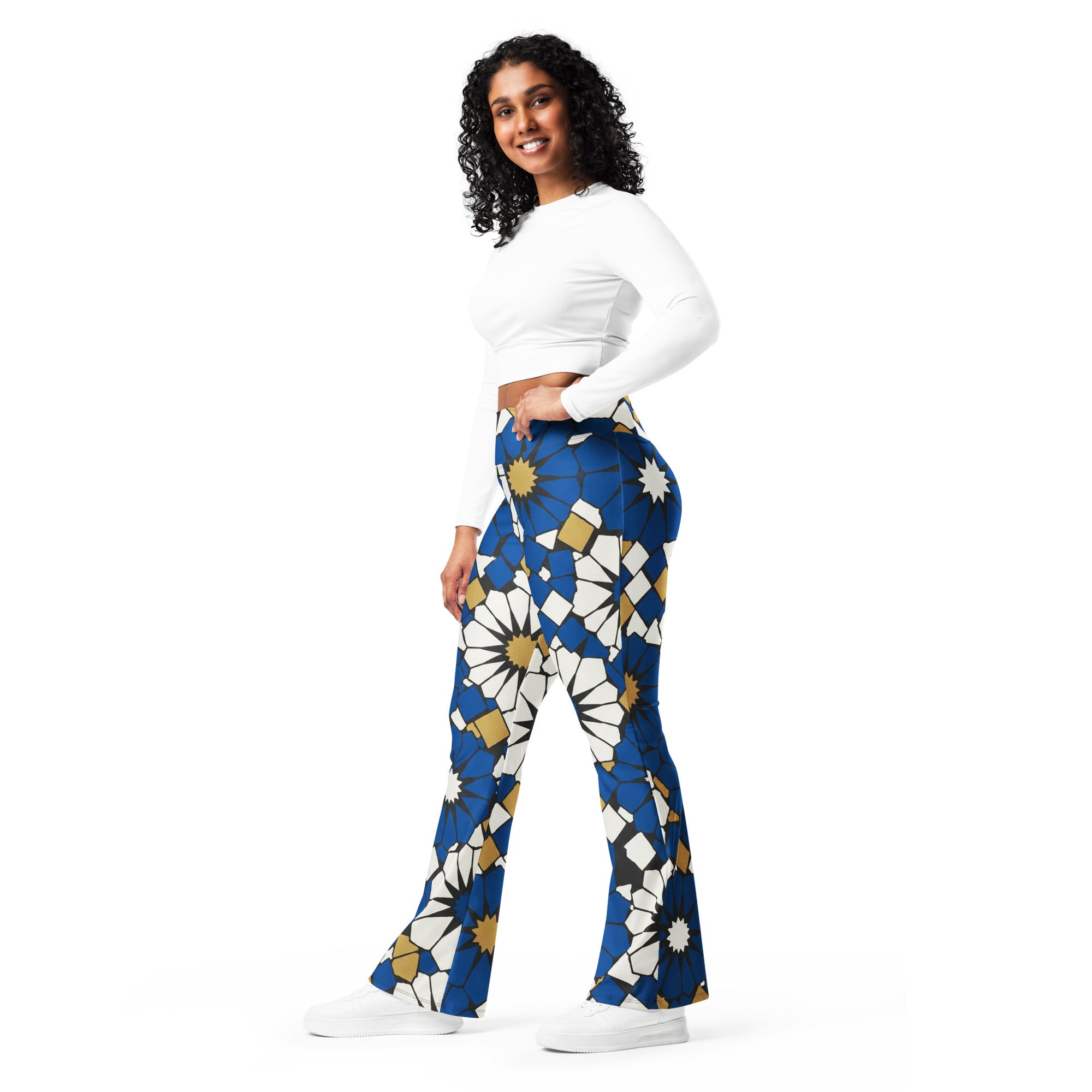 Zellige Midnight Blue Flare Leggings | GearBunch
