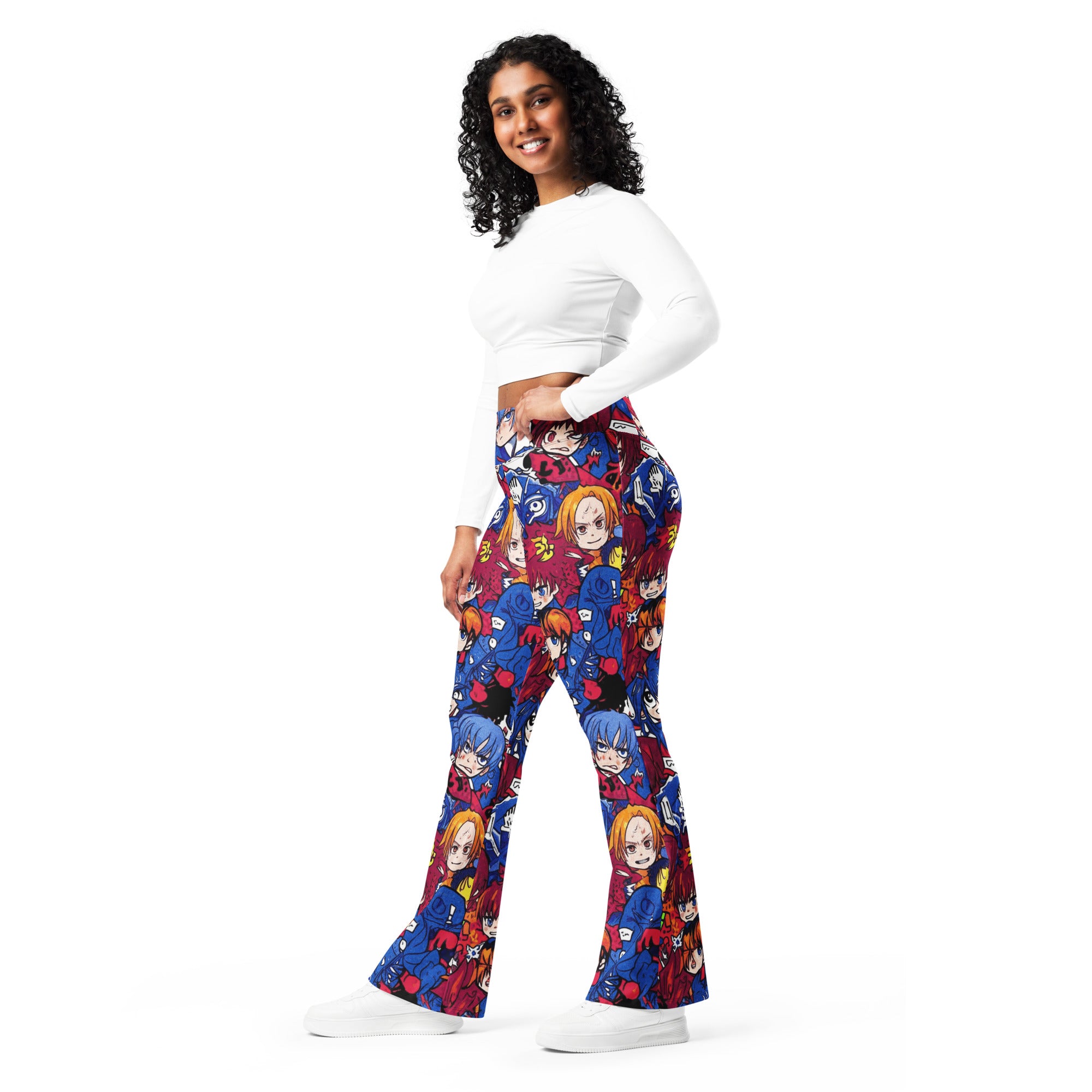Anime Collage Dark Shonen Flare Leggings | GearBunch
