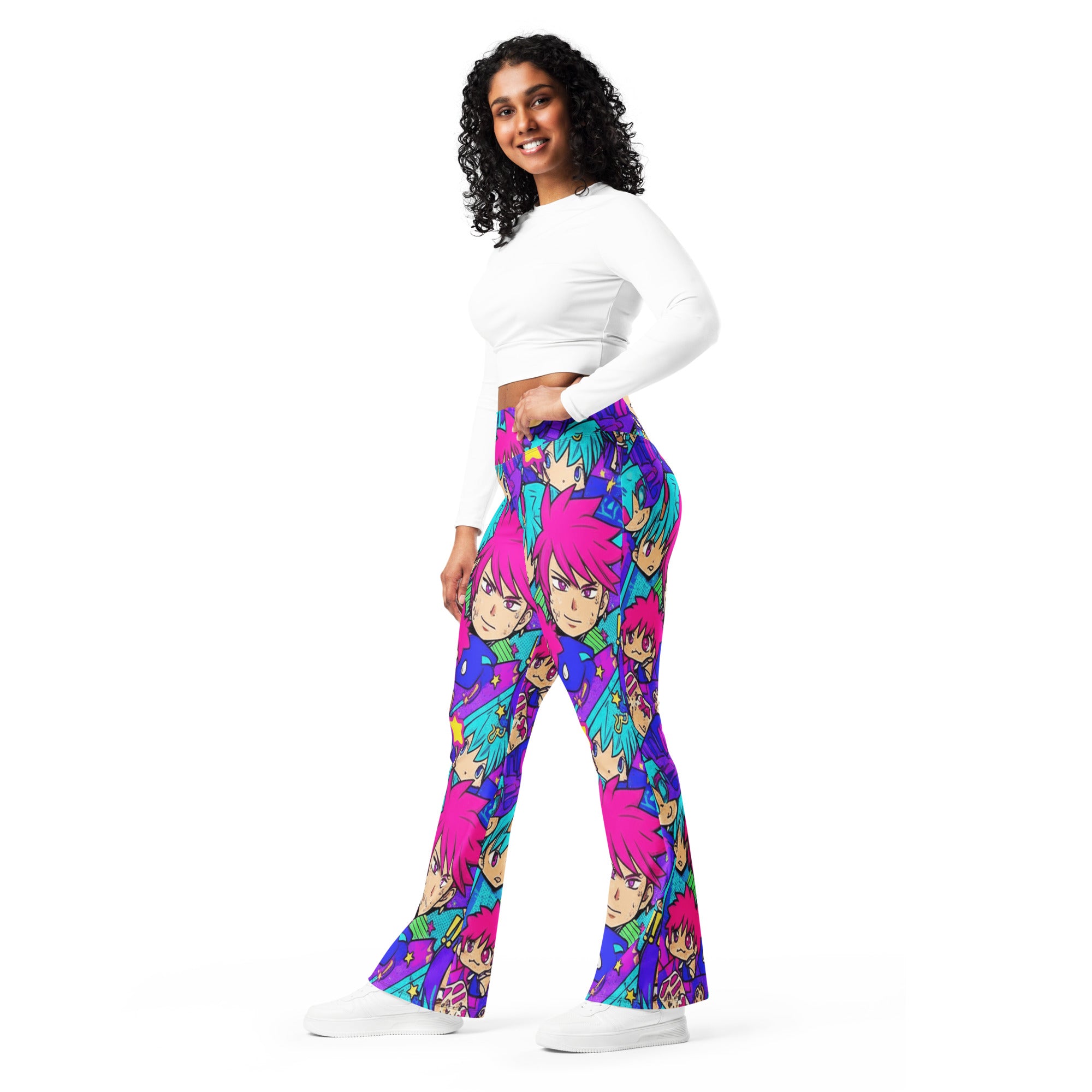 Anime Collage Galaxy Hero Flare Leggings | GearBunch