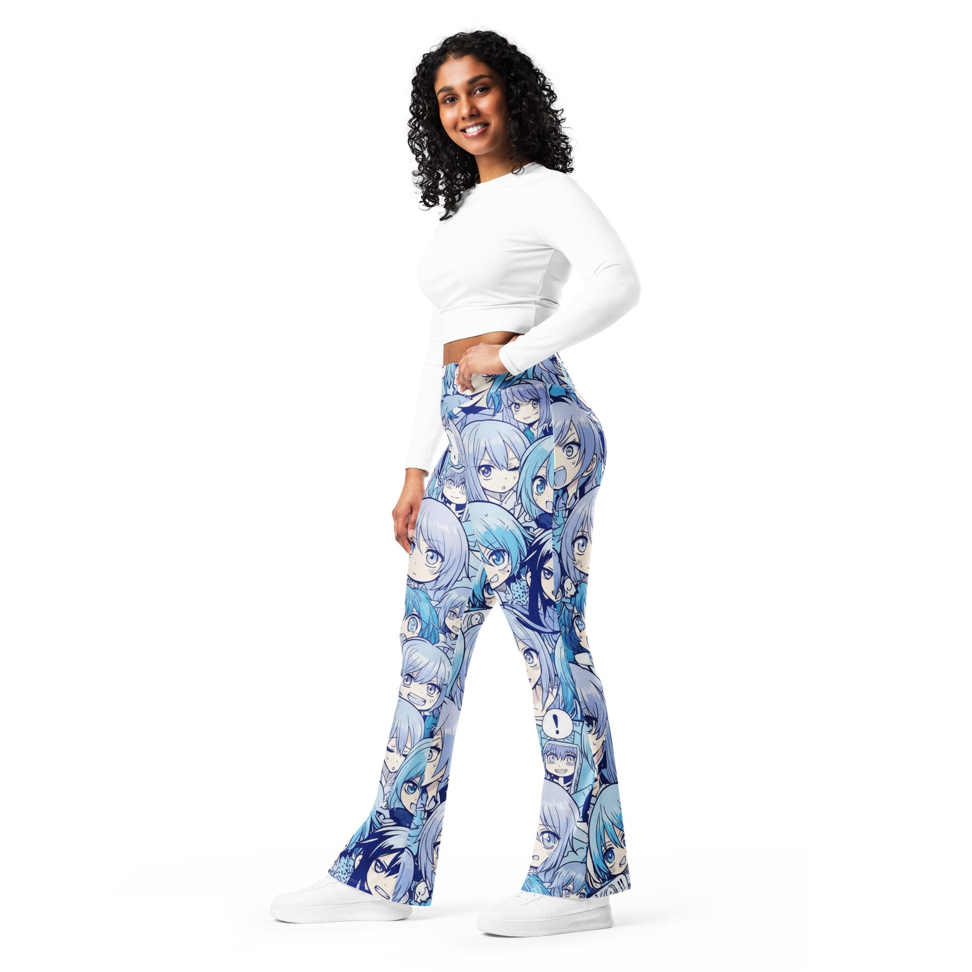 Anime Collage Ice Kingdom Flare Leggings | GearBunch