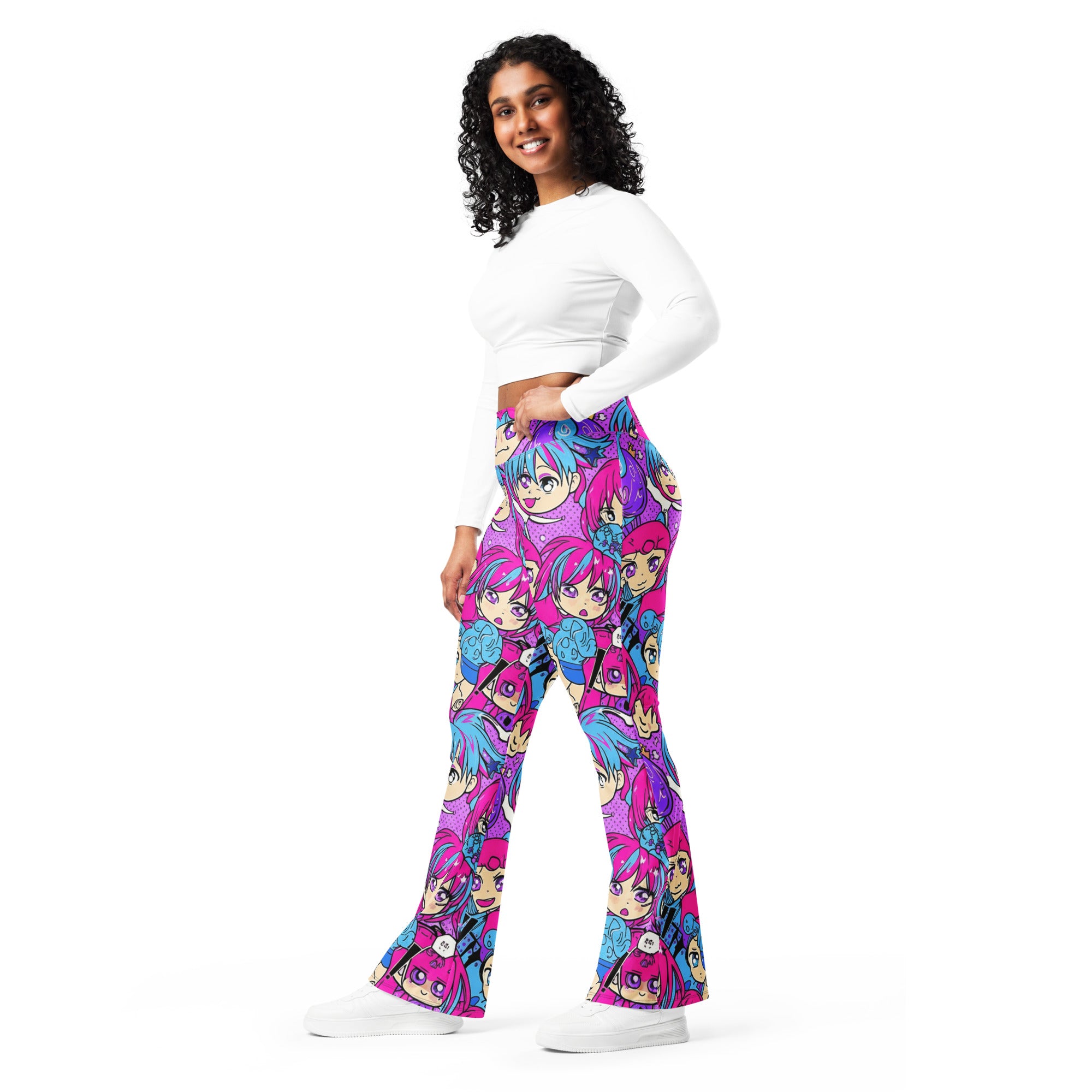 Anime Collage Mecha Pilot Flare Leggings | GearBunch