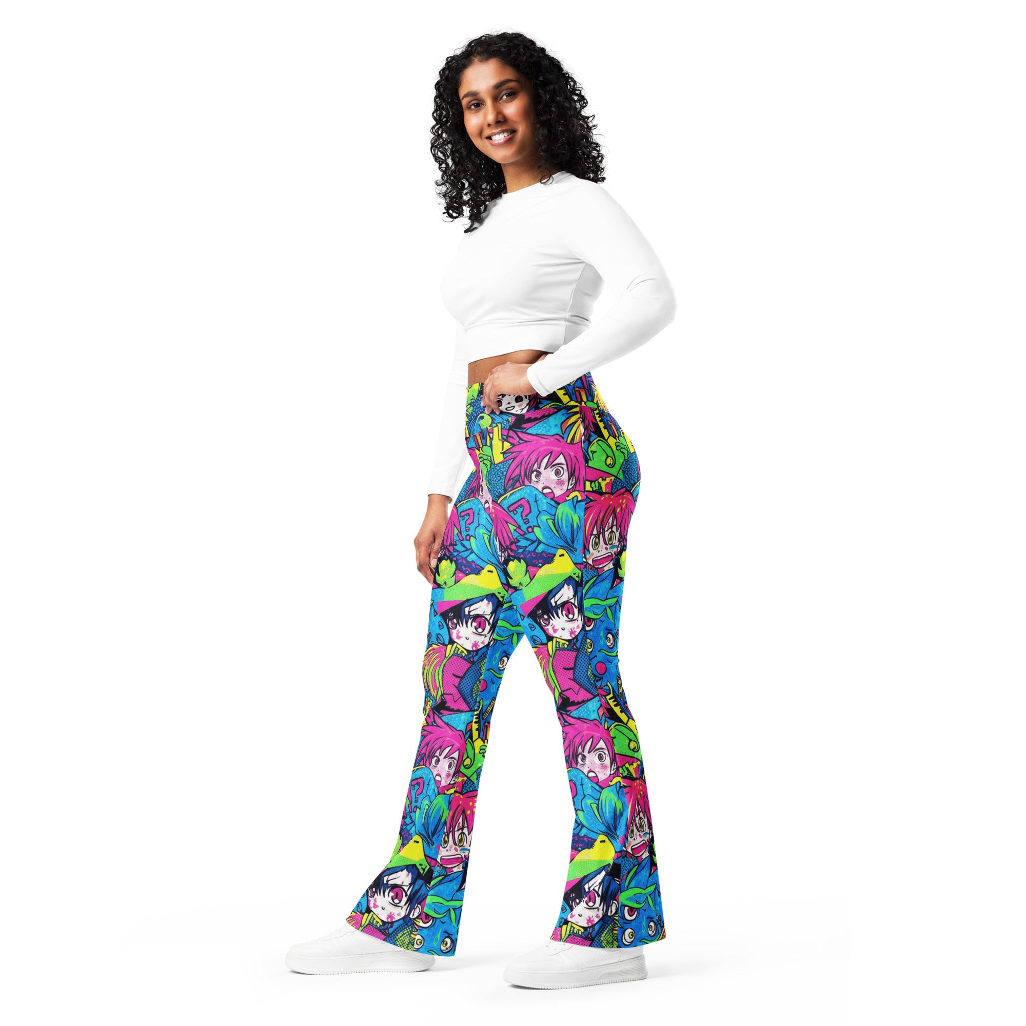 Anime Collage Neon Tokyo Flare Leggings | GearBunch