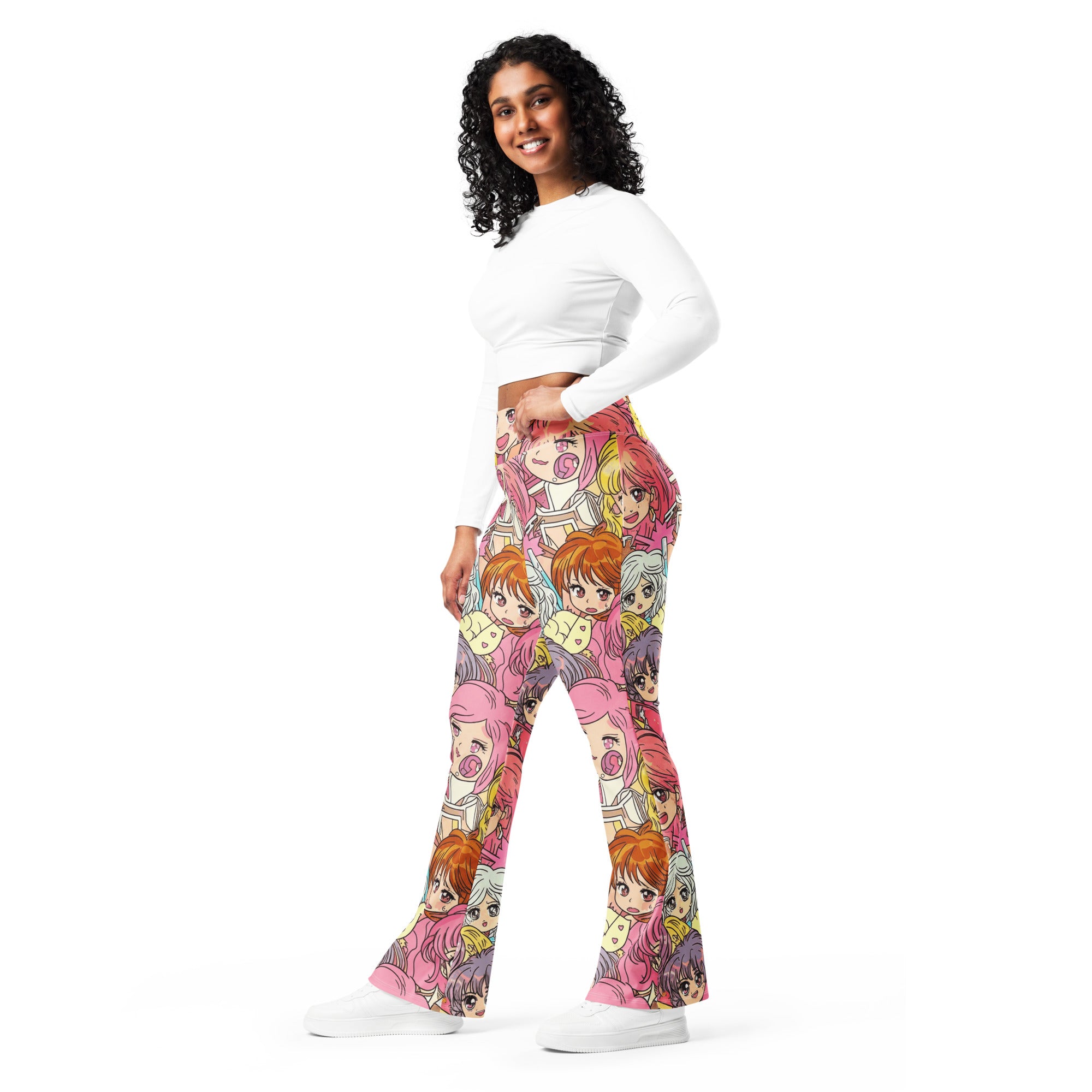 Retro Shojo Anime Collage Flare Leggings | GearBunch