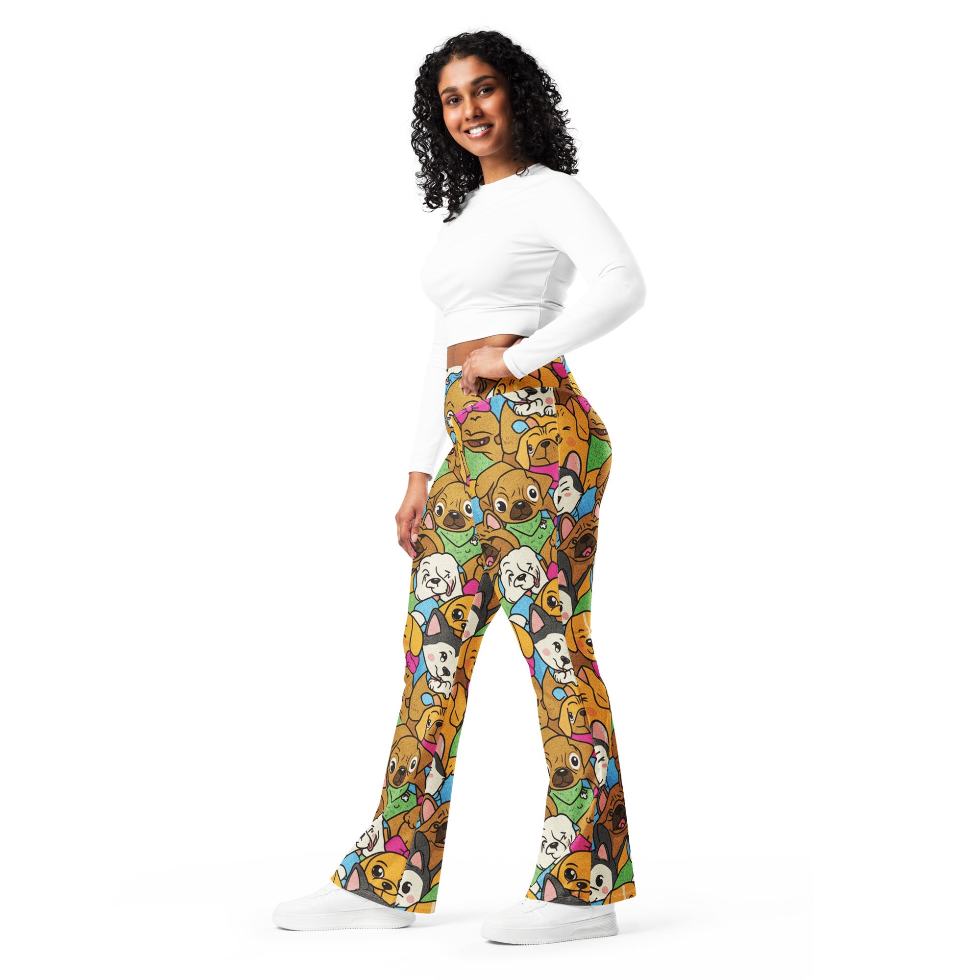 Vibrant Puppy Pile Flare Leggings | GearBunch