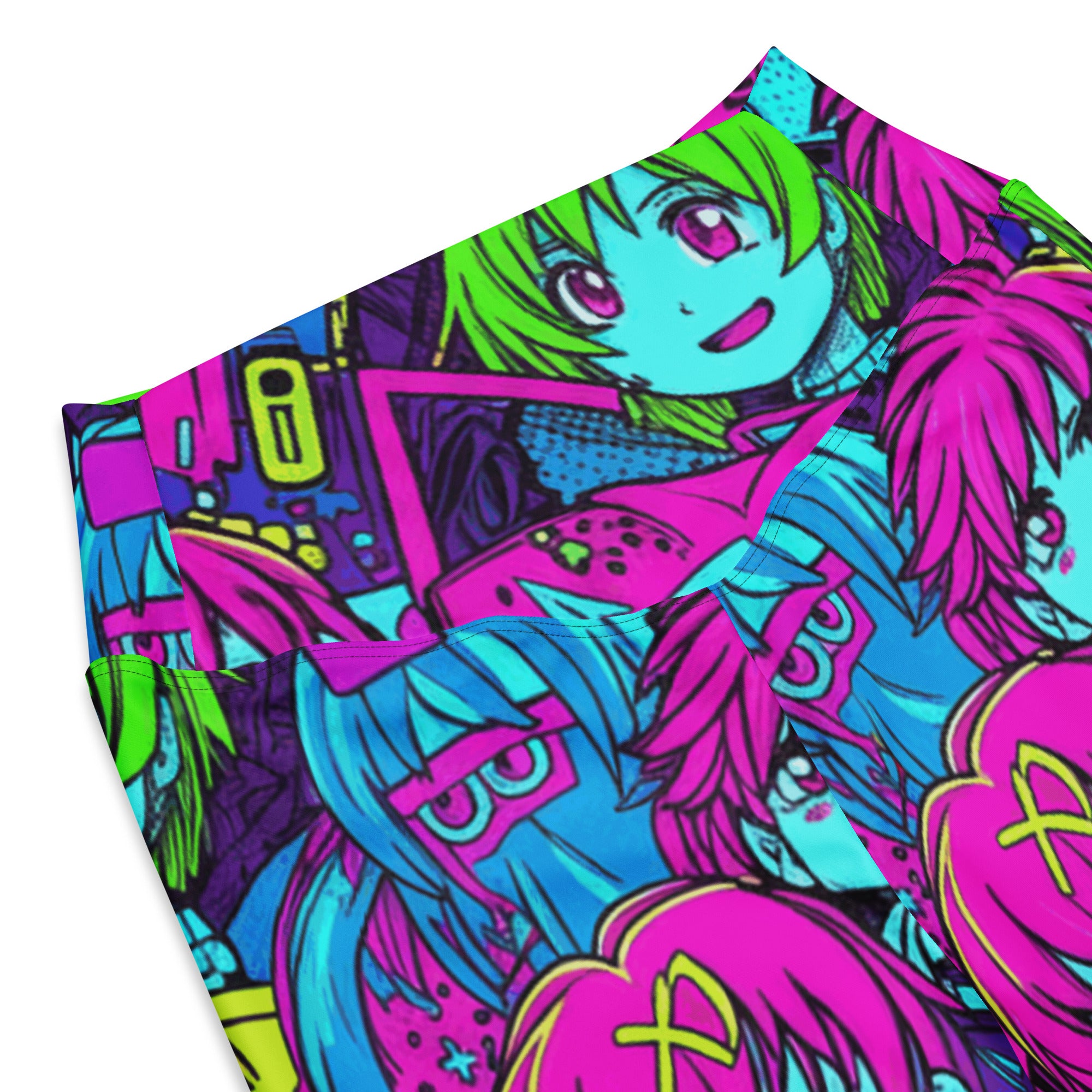 Anime Collage Cyberpunk Flare Leggings | GearBunch