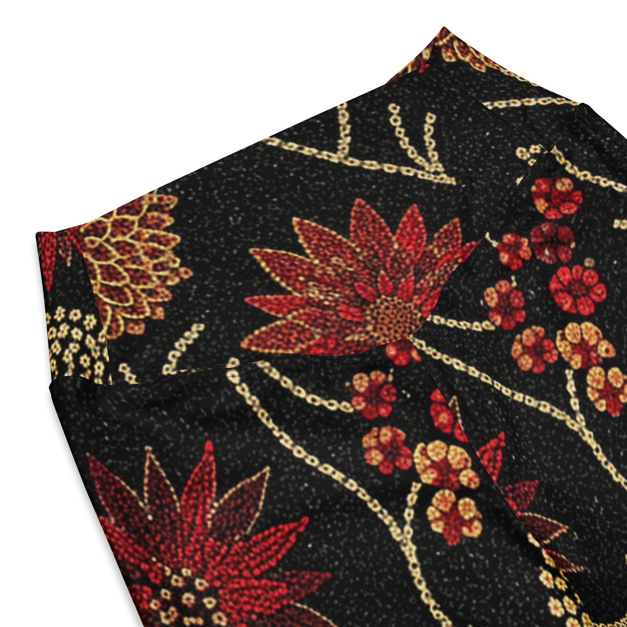 Gold Paillette Rose Garden Flare Leggings | GearBunch