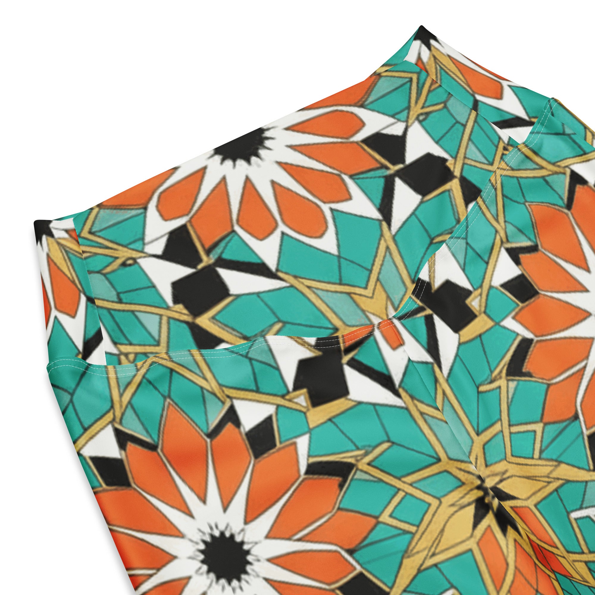 Zellige Turquoise Coral Flare Leggings | GearBunch