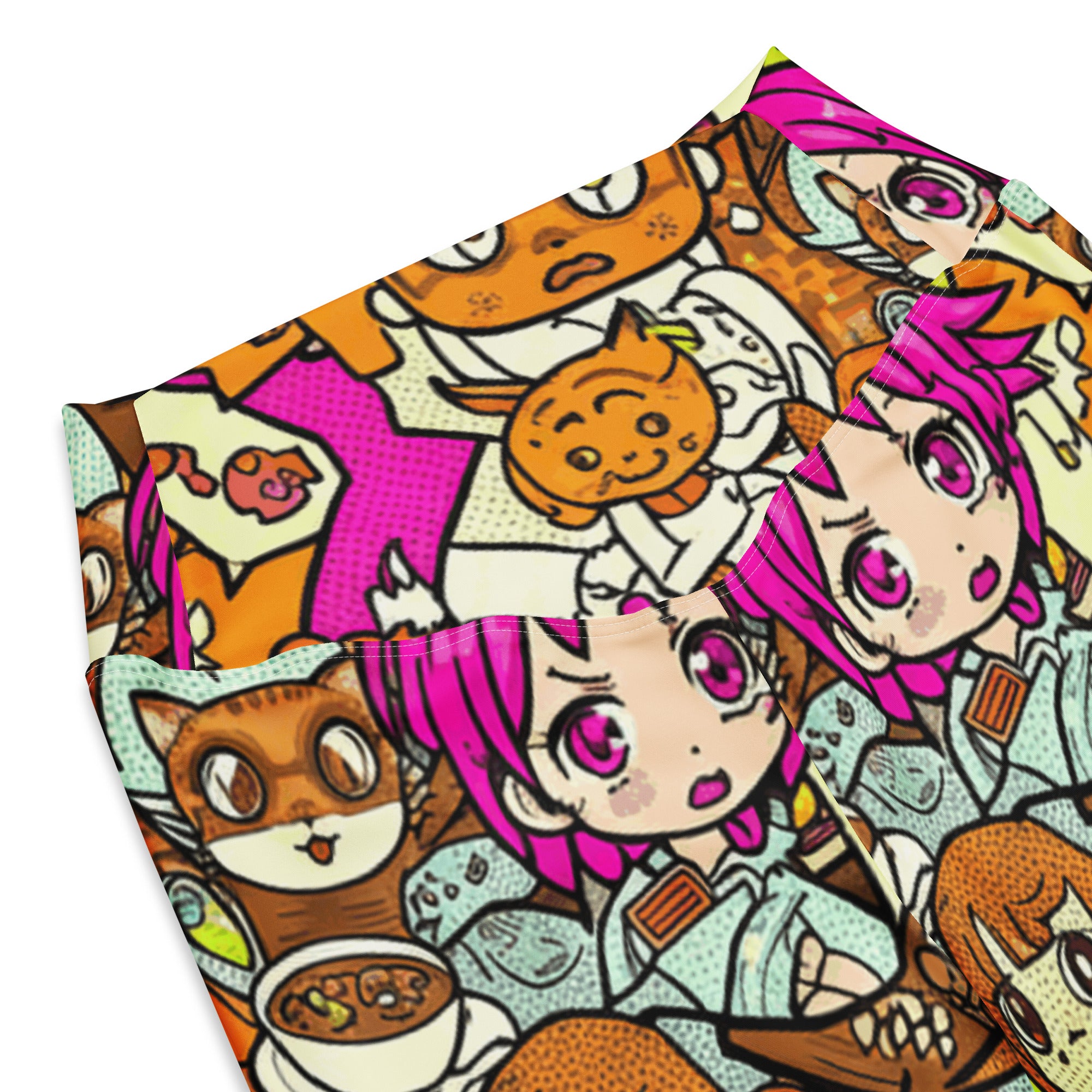 Anime Collage Cat Cafe Flare Leggings | GearBunch