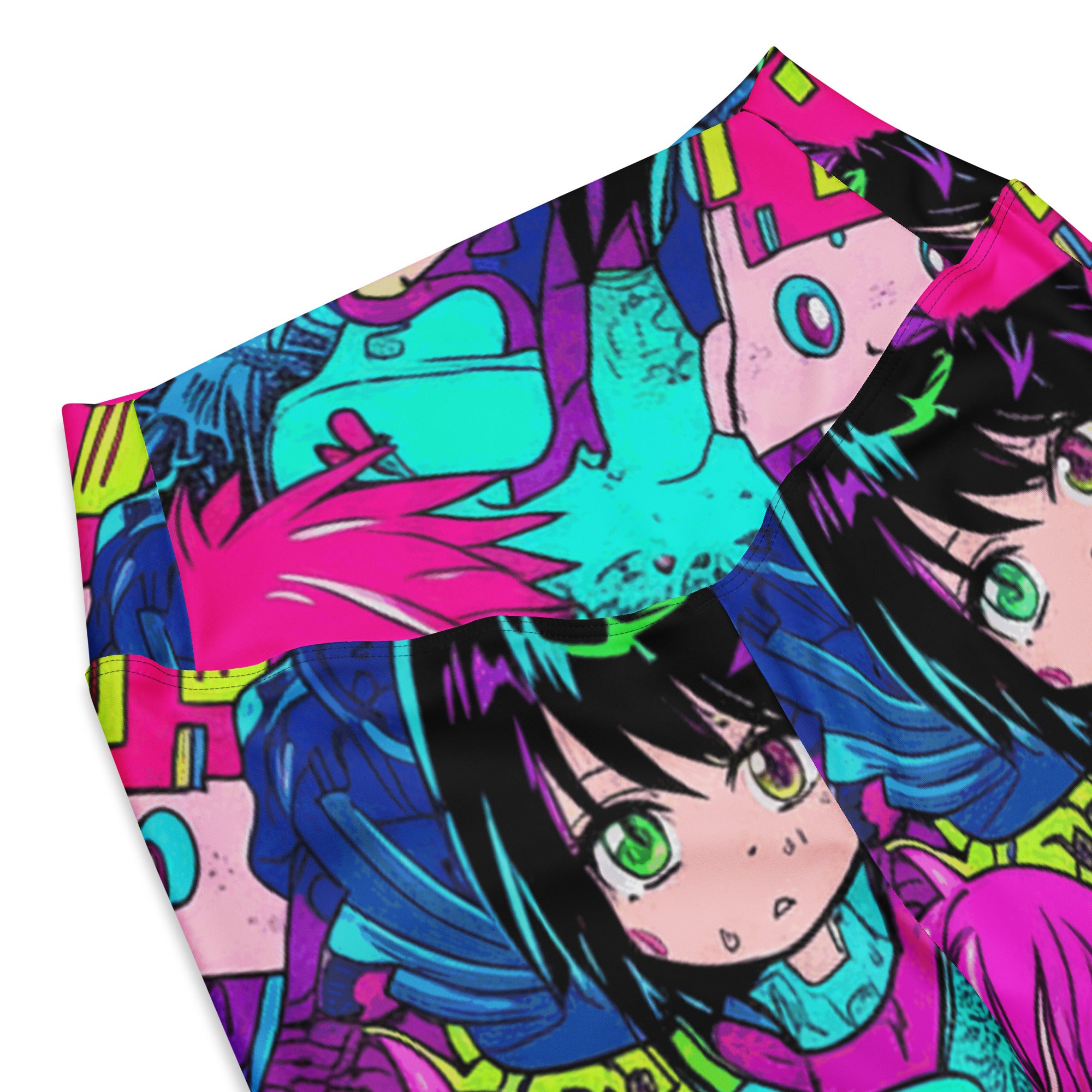 Anime Collage Cyberpunk Flare Leggings | GearBunch