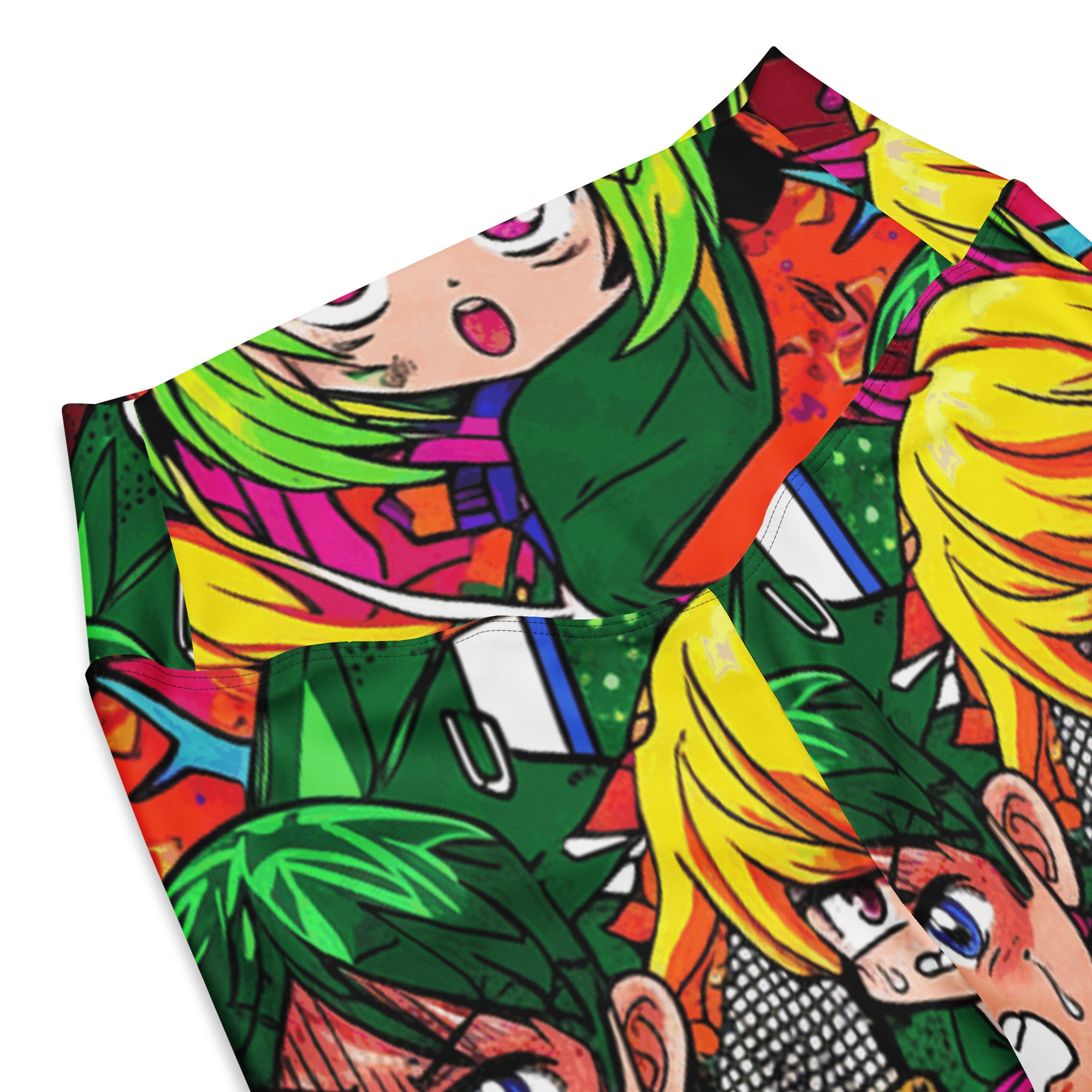 Vibrant Anime Collage Flare Leggings | GearBunch