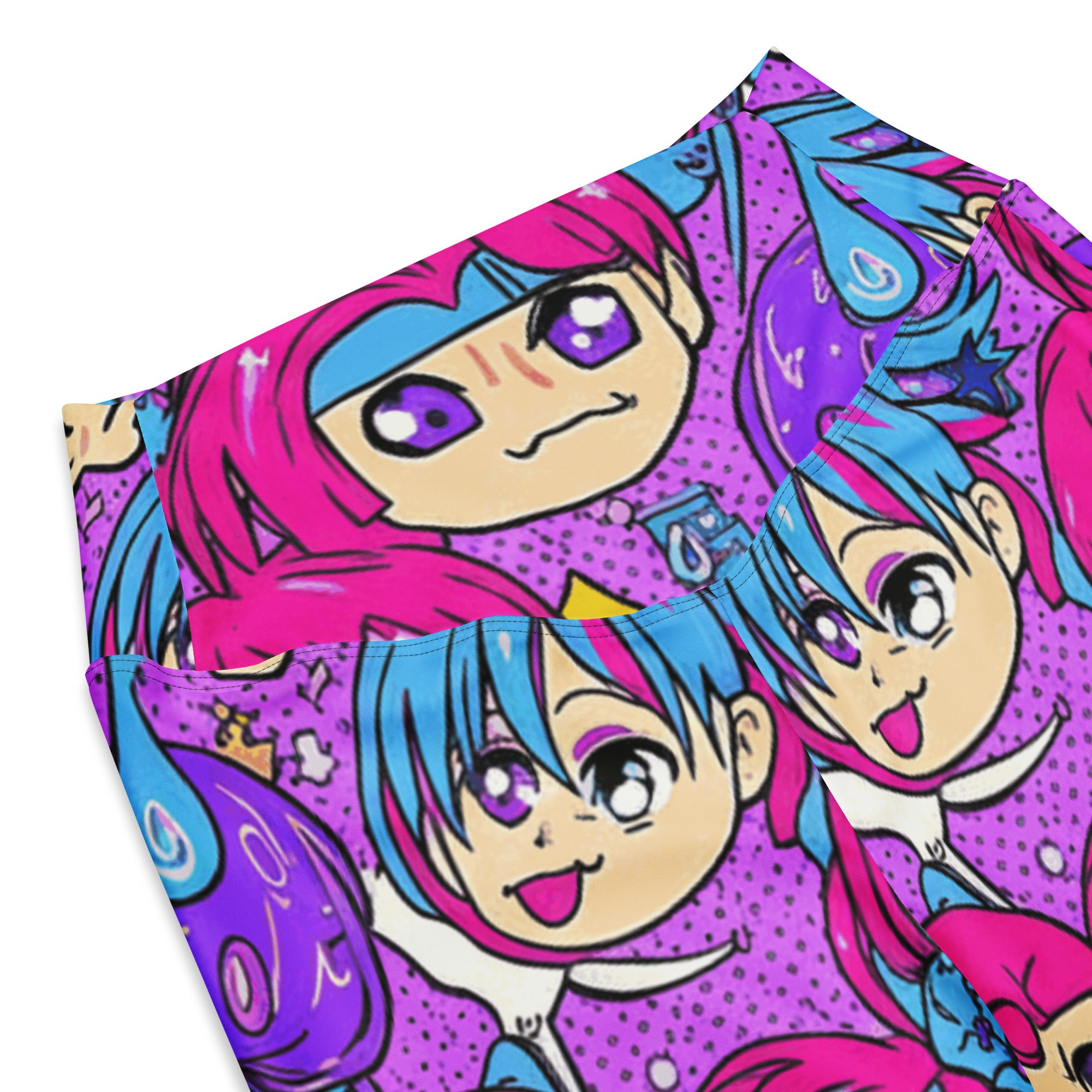 Anime Collage Mecha Pilot Flare Leggings | GearBunch