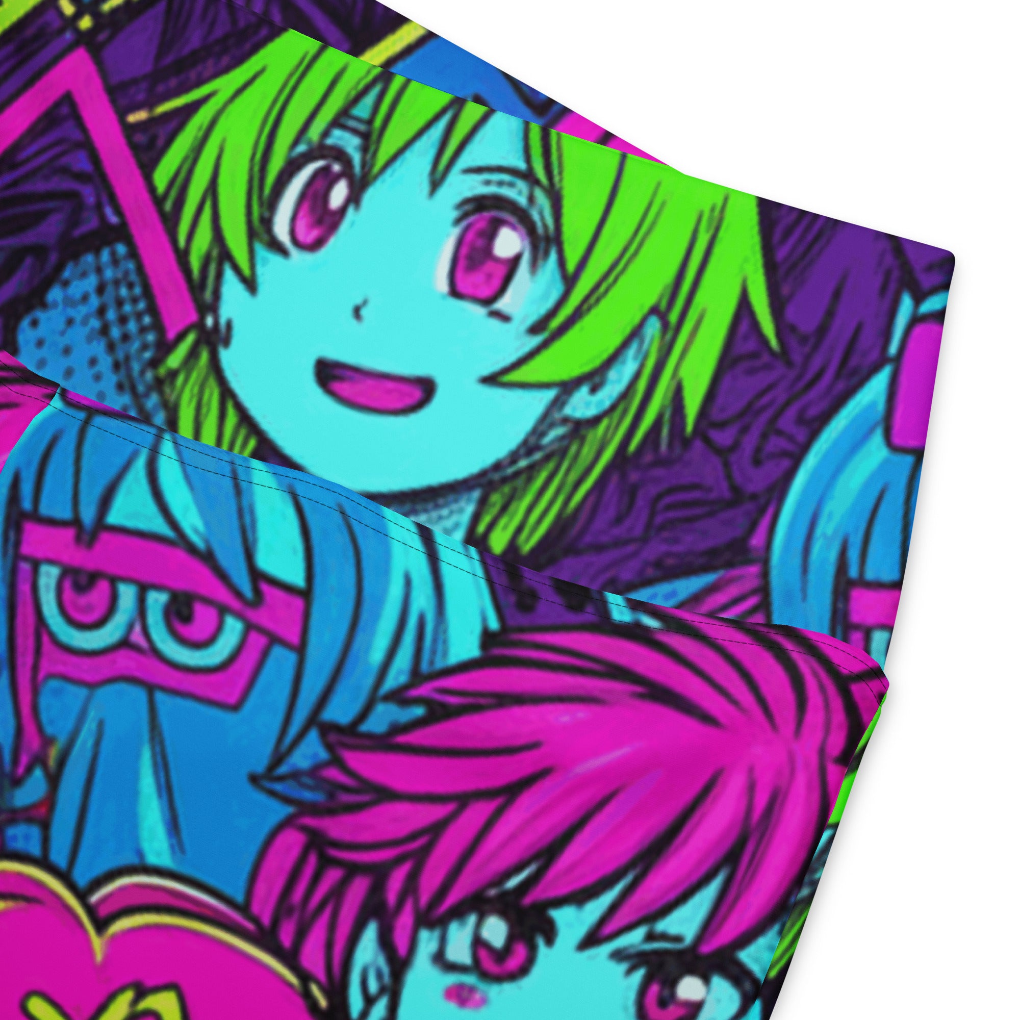 Anime Collage Cyberpunk Flare Leggings | GearBunch