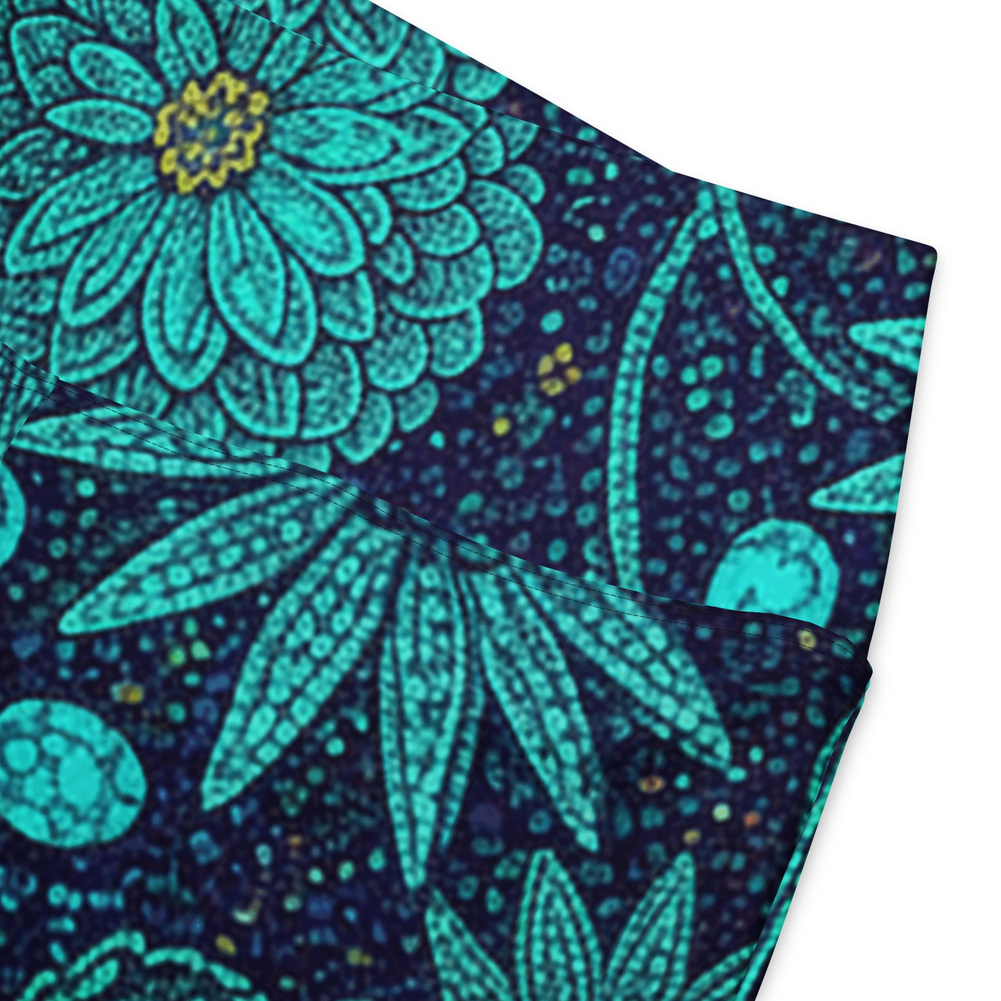 Teal Paillette Lotus Garden Flare Leggings | GearBunch