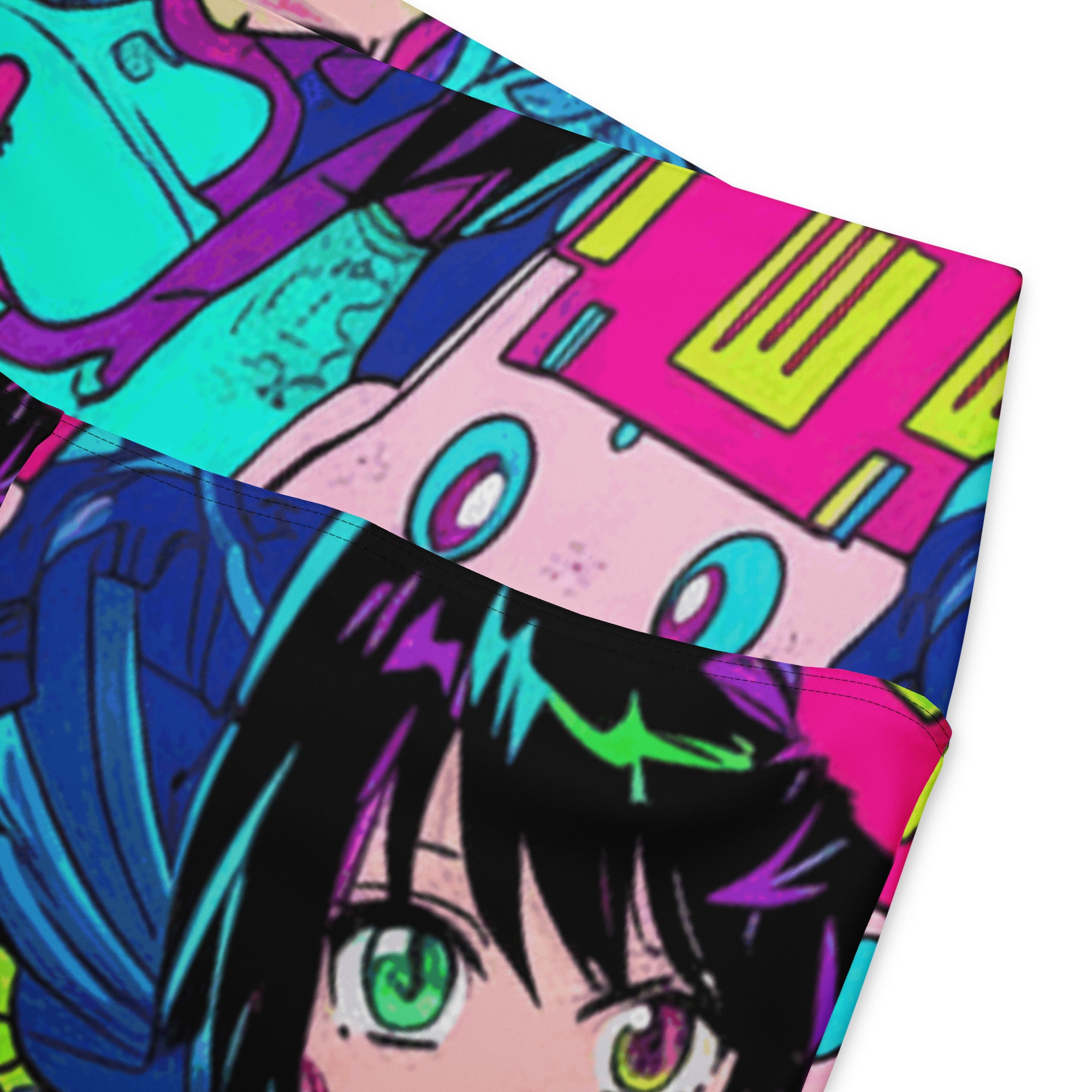 Anime Collage Cyberpunk Flare Leggings | GearBunch