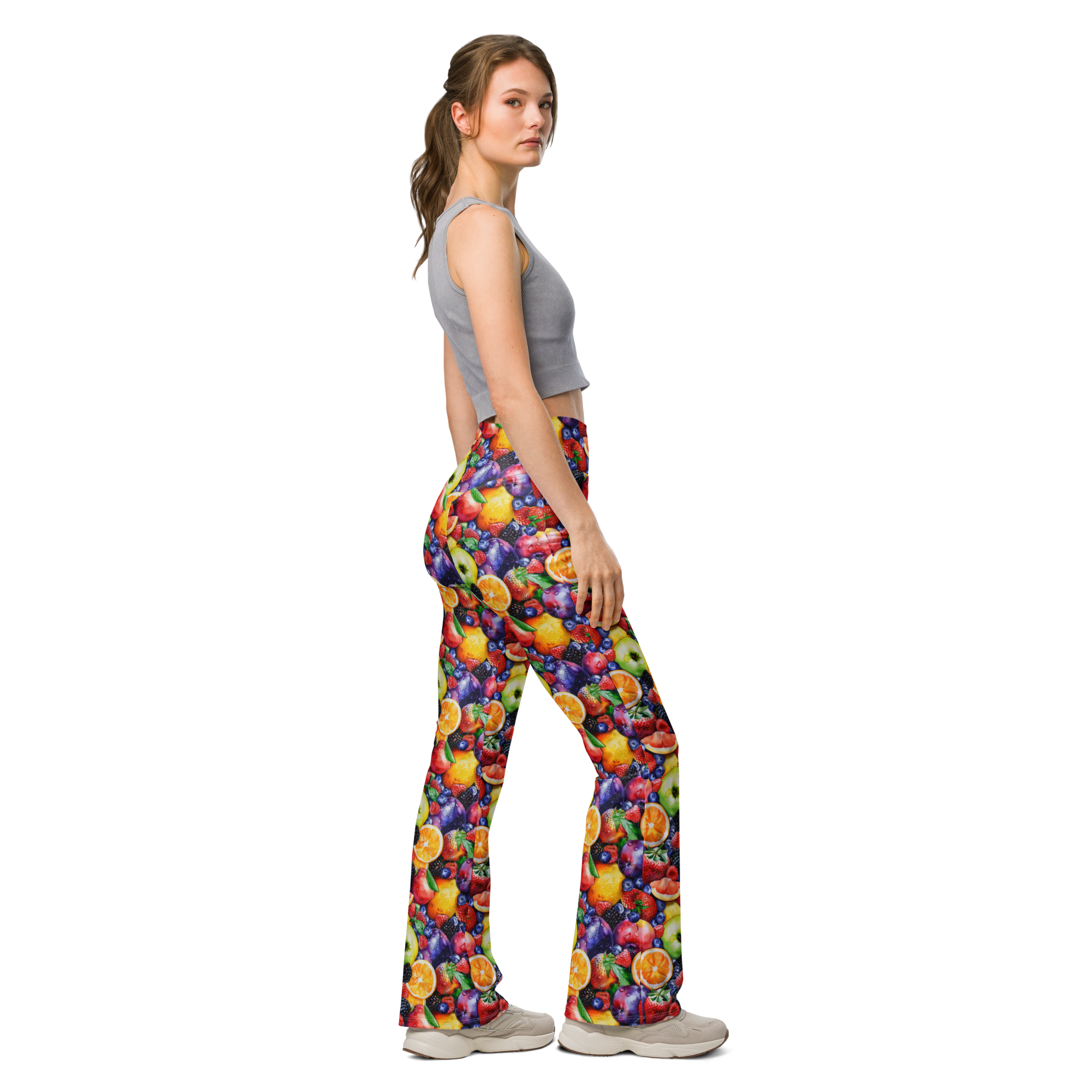 Watercolor Fruit Flare Leggings Right View