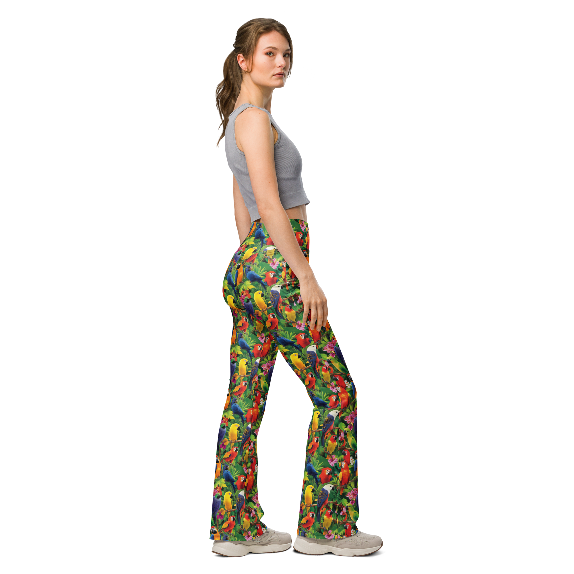 Tropical Bird Flare Leggings Right View