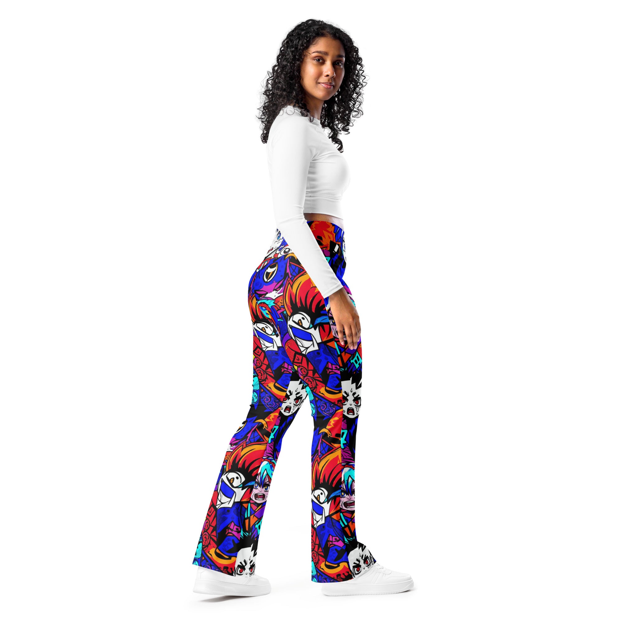 Anime Collage Dark Shonen Flare Leggings | GearBunch