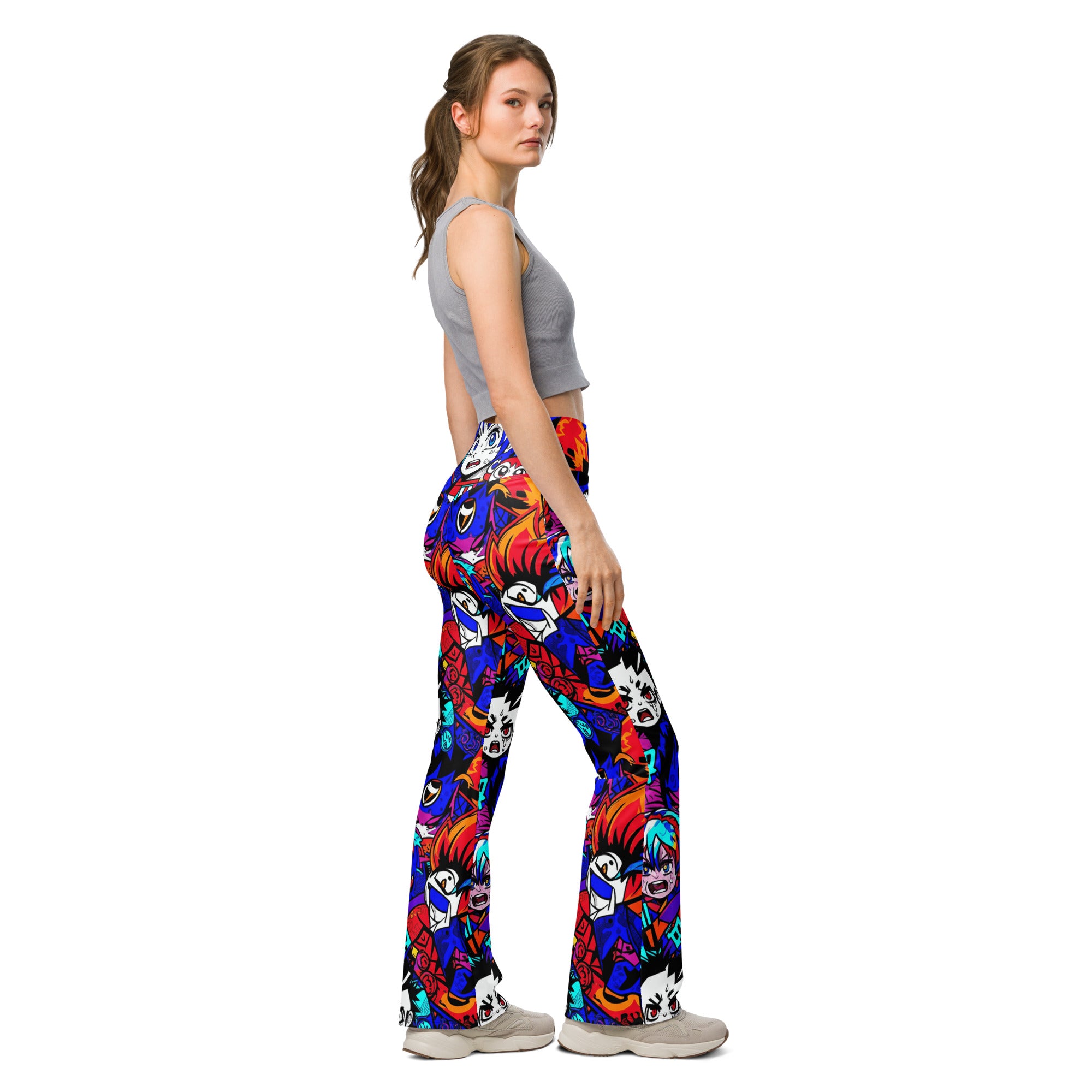 Anime Collage Dark Shonen Flare Leggings | GearBunch