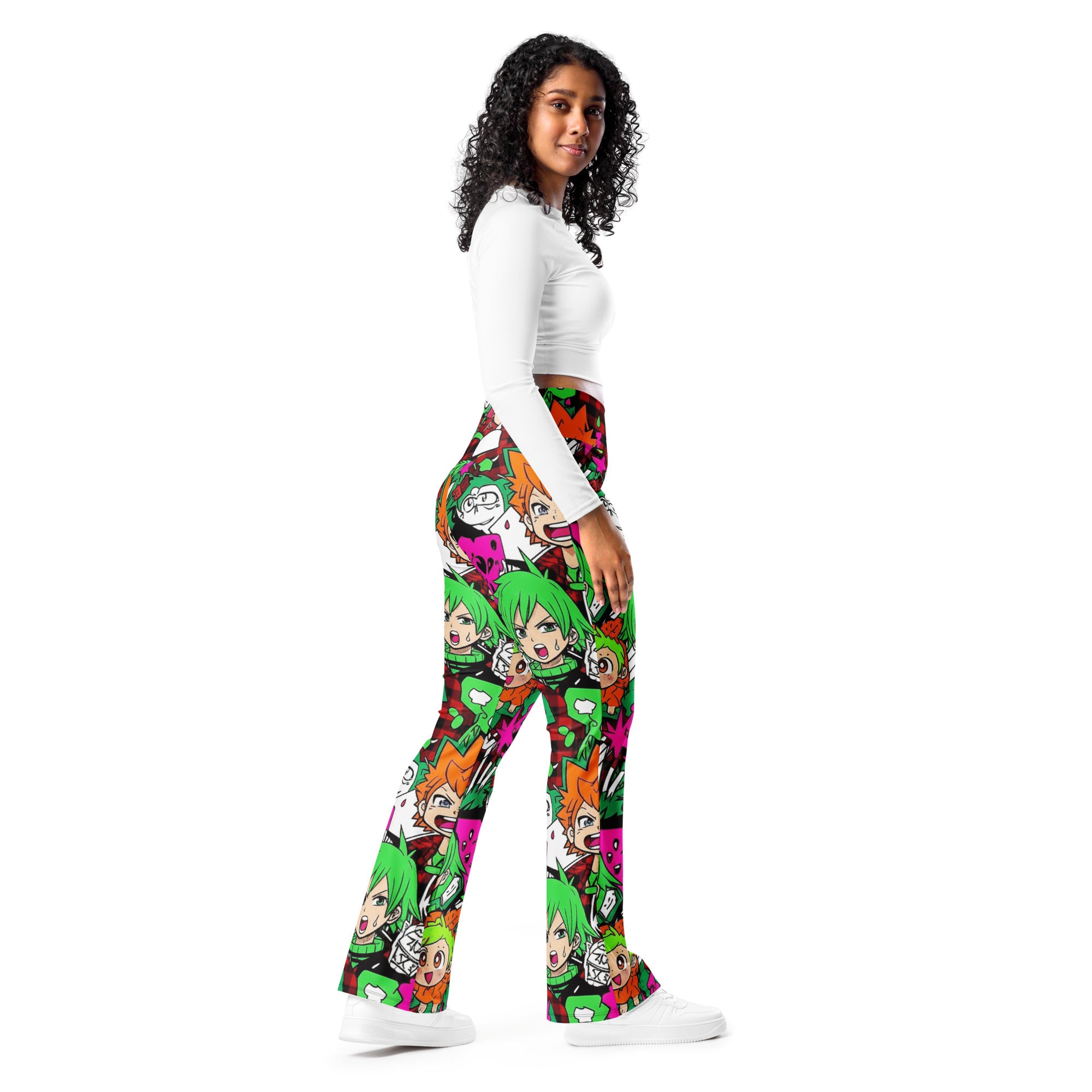 Anime Collage Flare Leggings | GearBunch