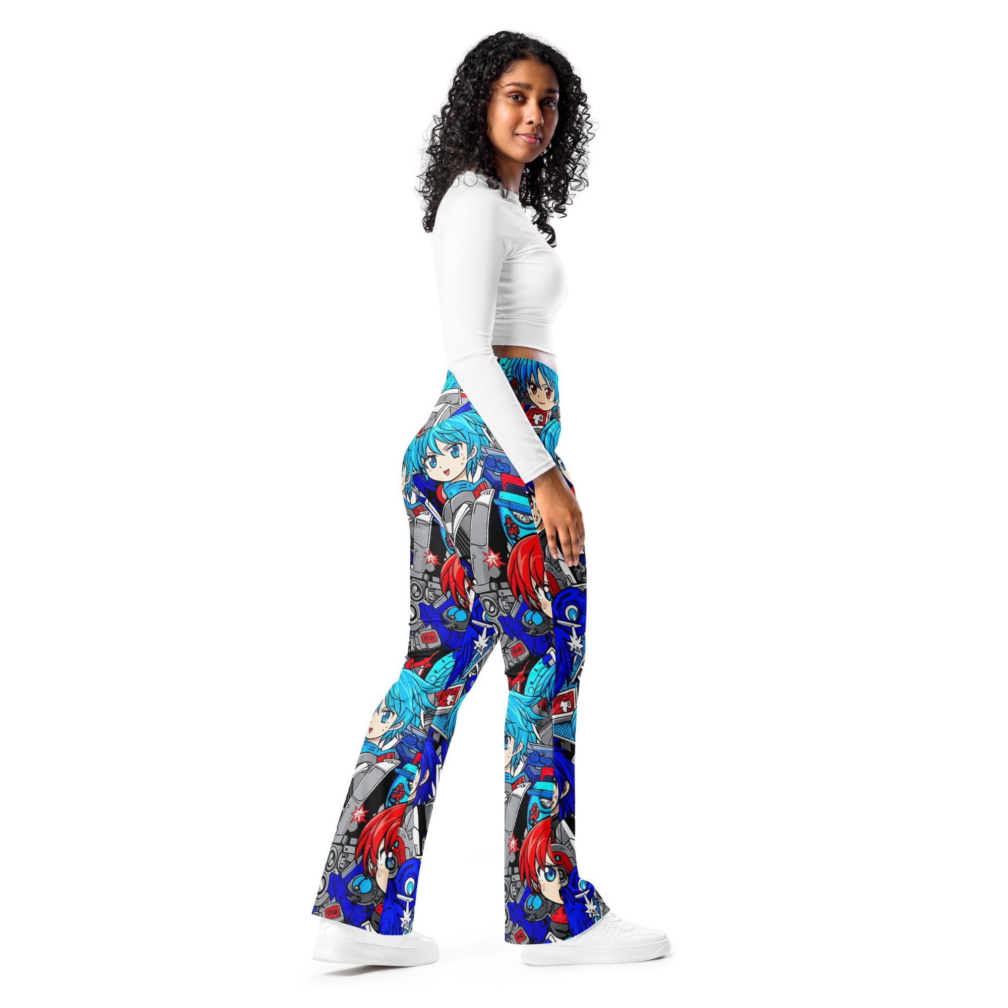 Anime Collage Mecha Pilot Flare Leggings | GearBunch