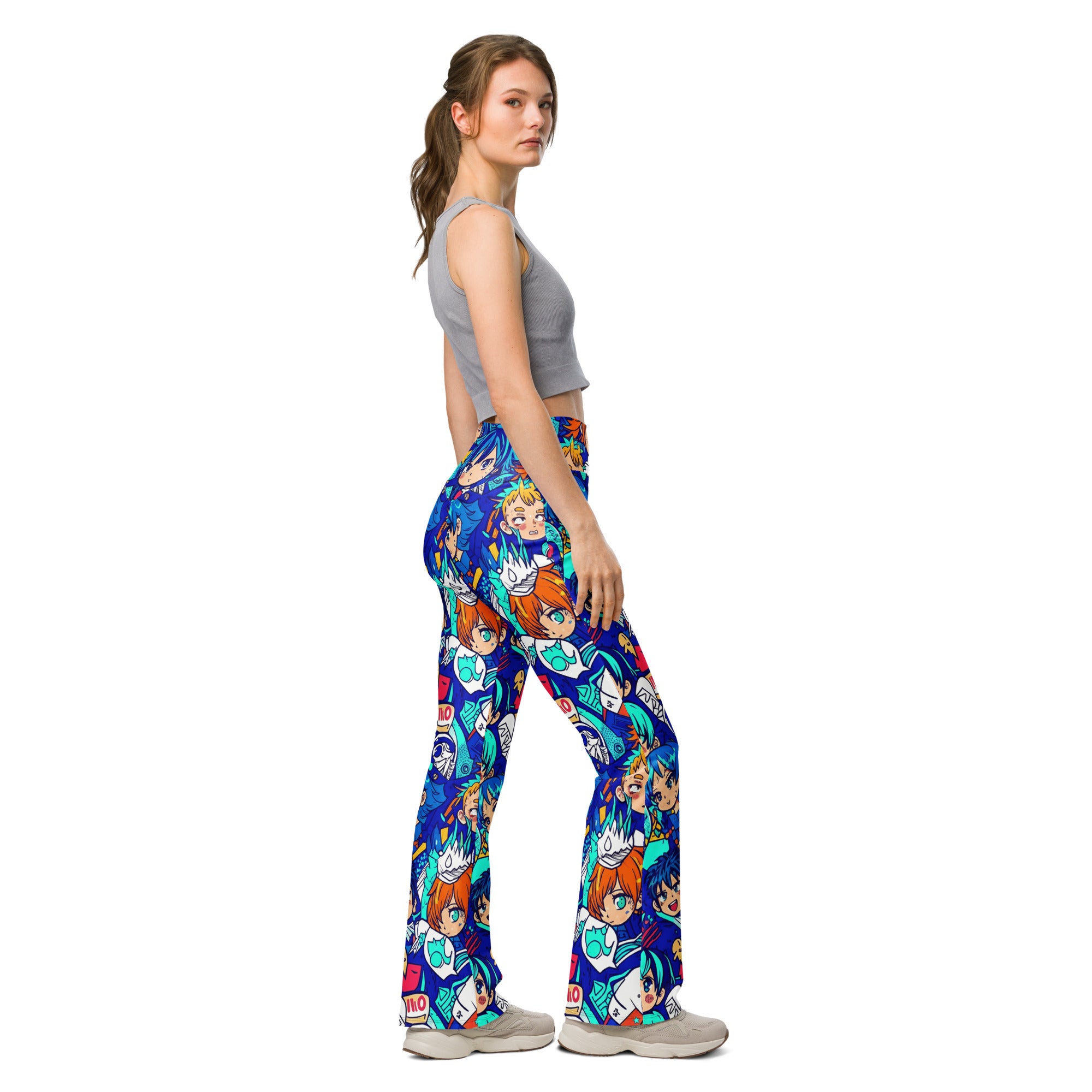 Anime Ocean Wave Flare Leggings | GearBunch