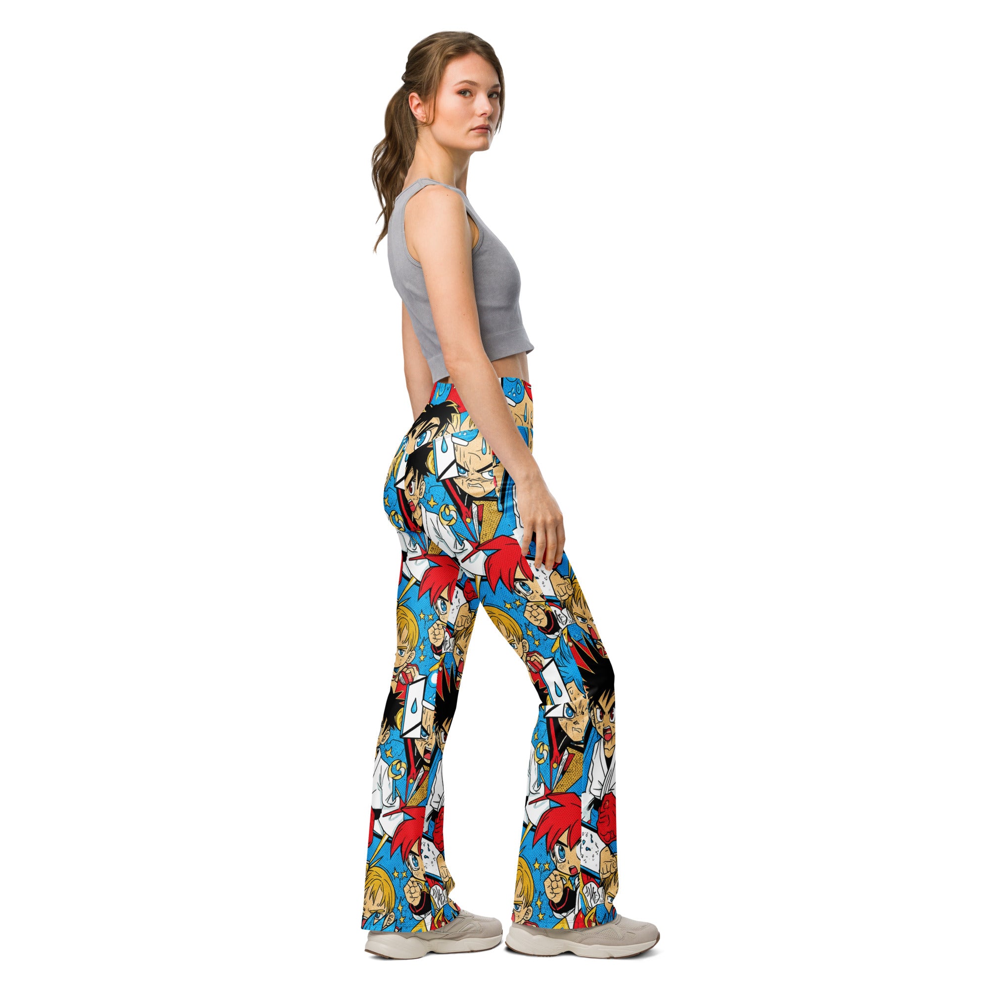 Anime Collage Street Fighter Flare Leggings | GearBunch