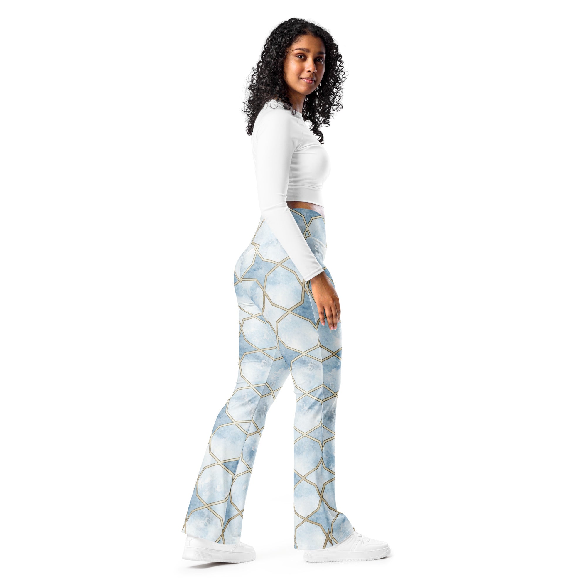 Arabic Ice Crystal Flare Leggings | GearBunch