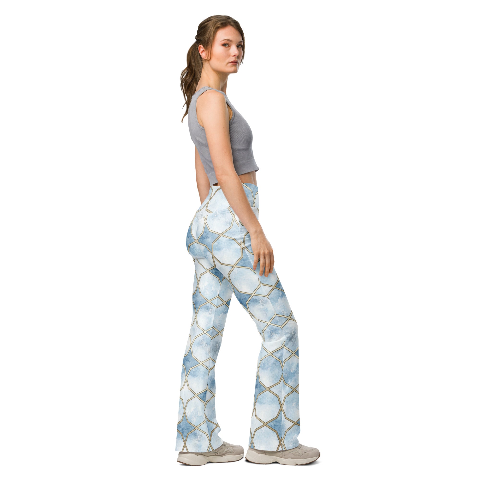 Arabic Ice Crystal Flare Leggings | GearBunch