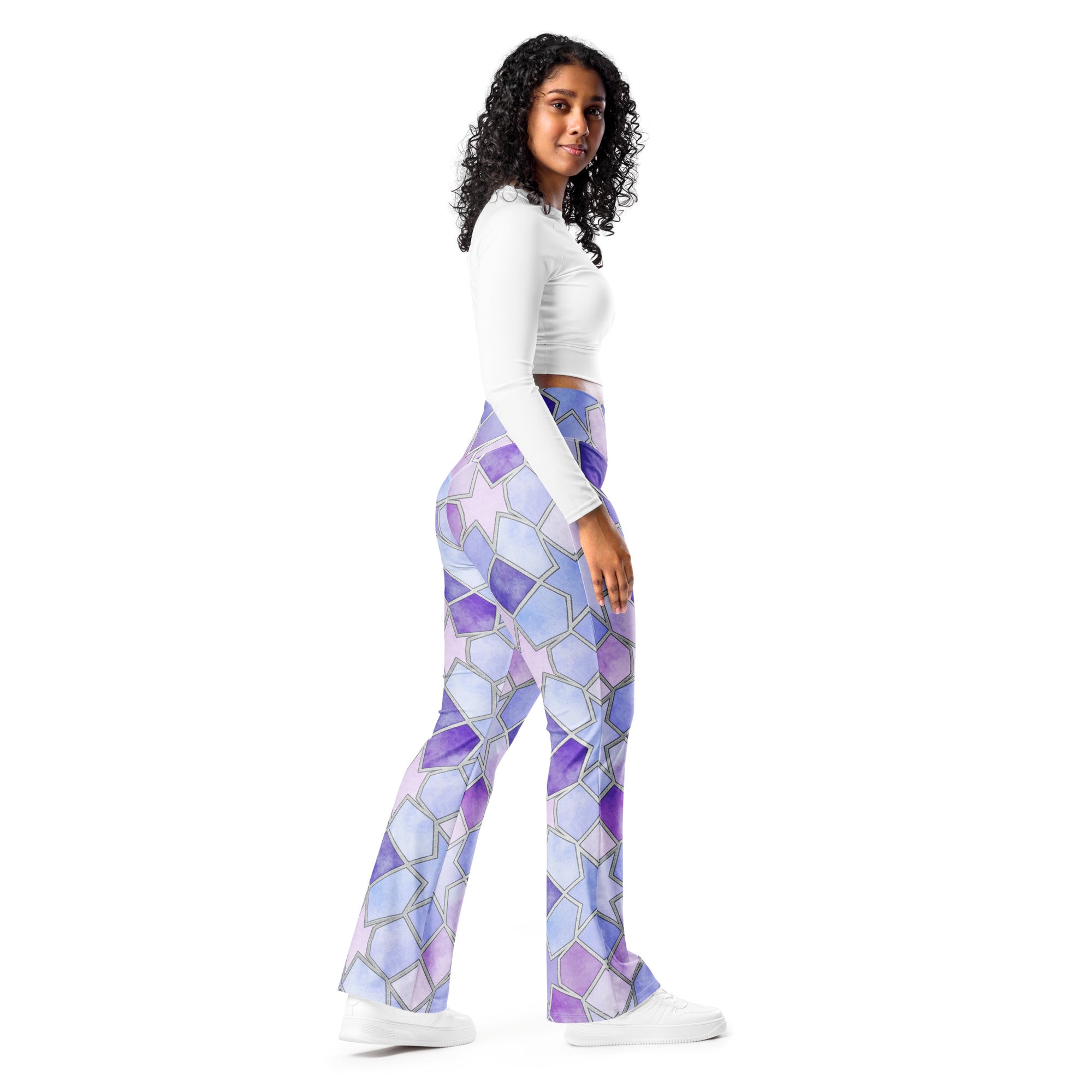 Arabic Lavender Fields Flare Leggings | GearBunch
