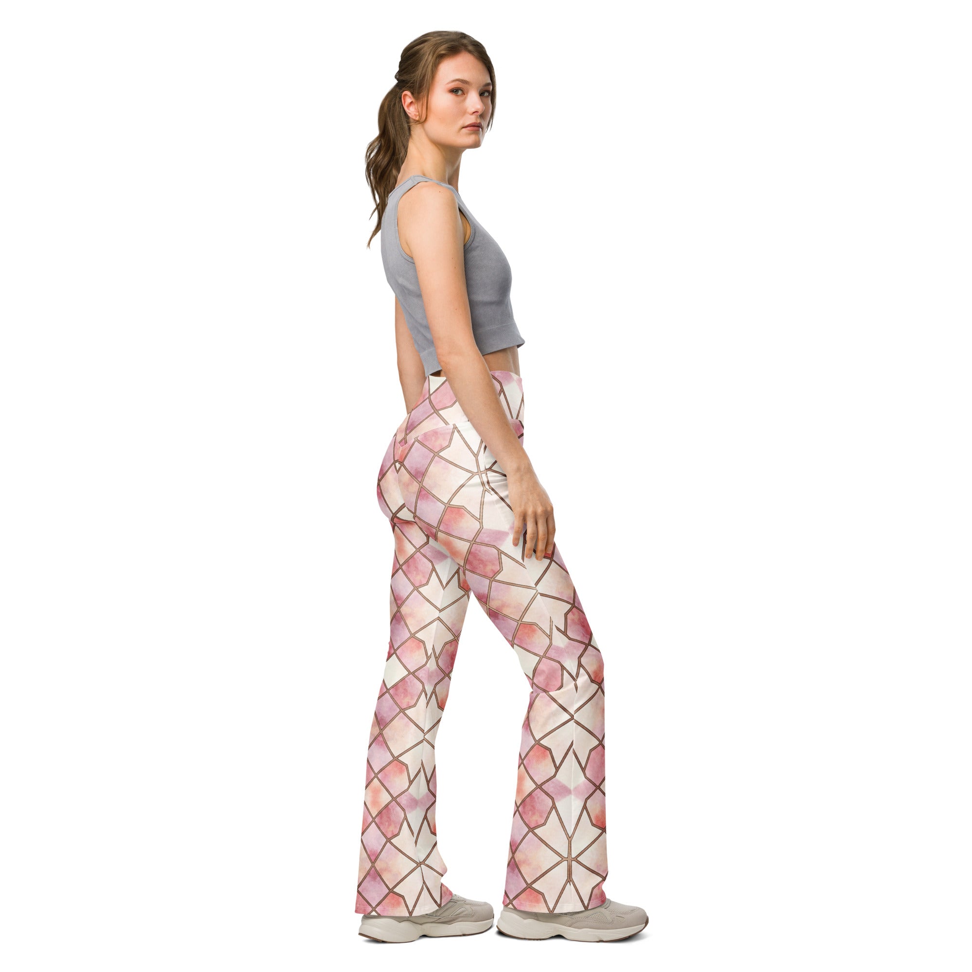 Arabic Rose Quartz Flare Leggings | GearBunch