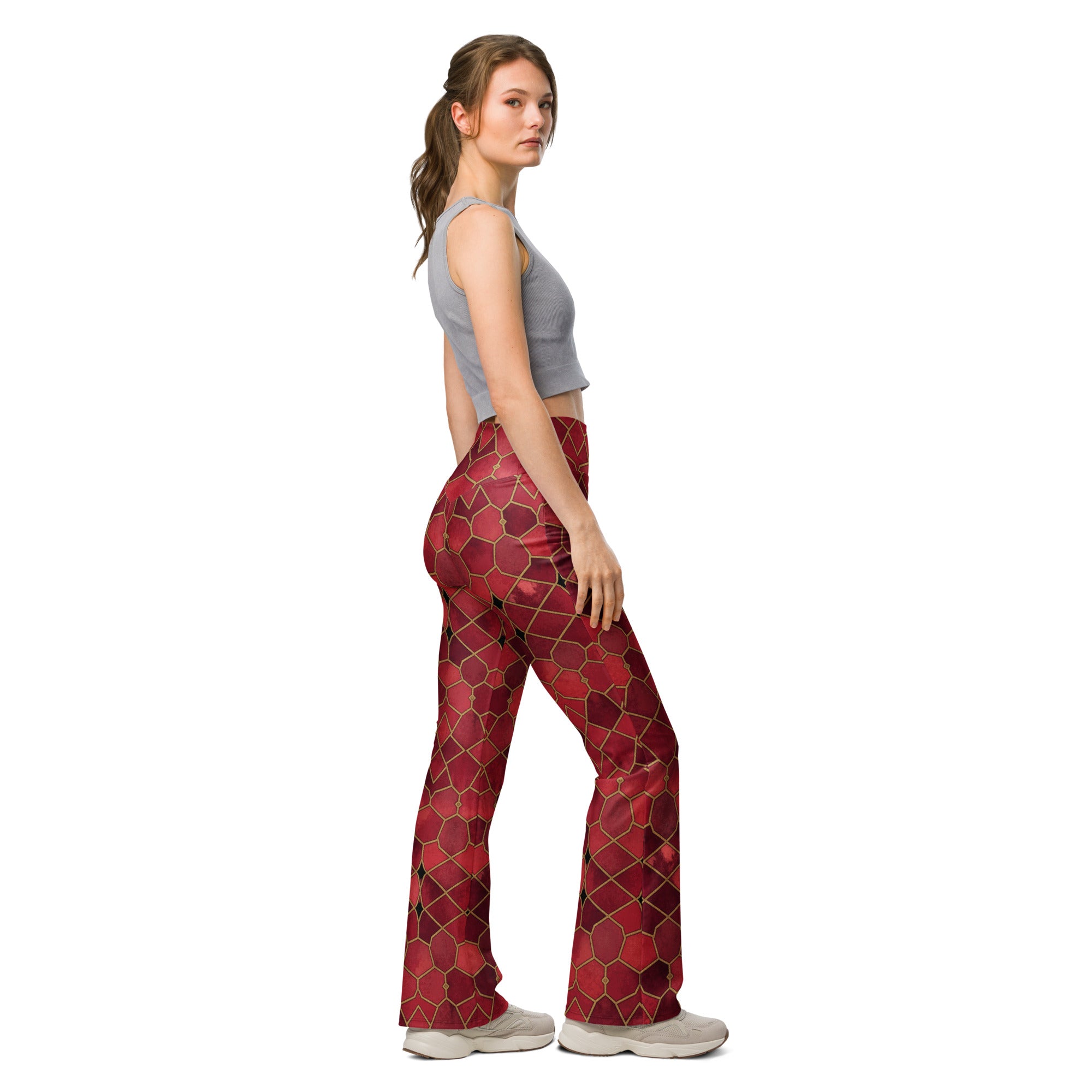 Ruby Gold Arabic Flare Leggings | GearBunch