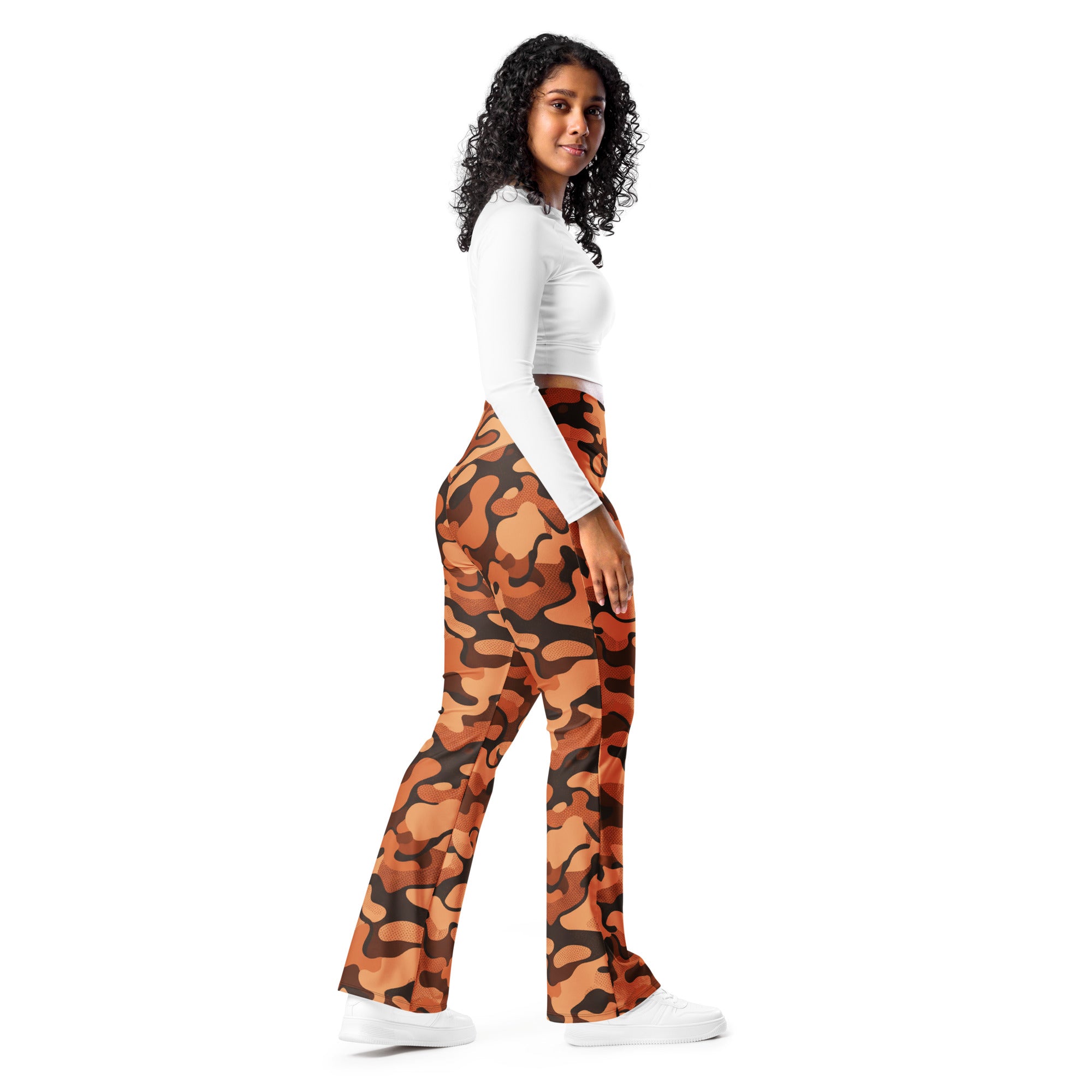 Burnt Orange Camo Flare Leggings | GearBunch