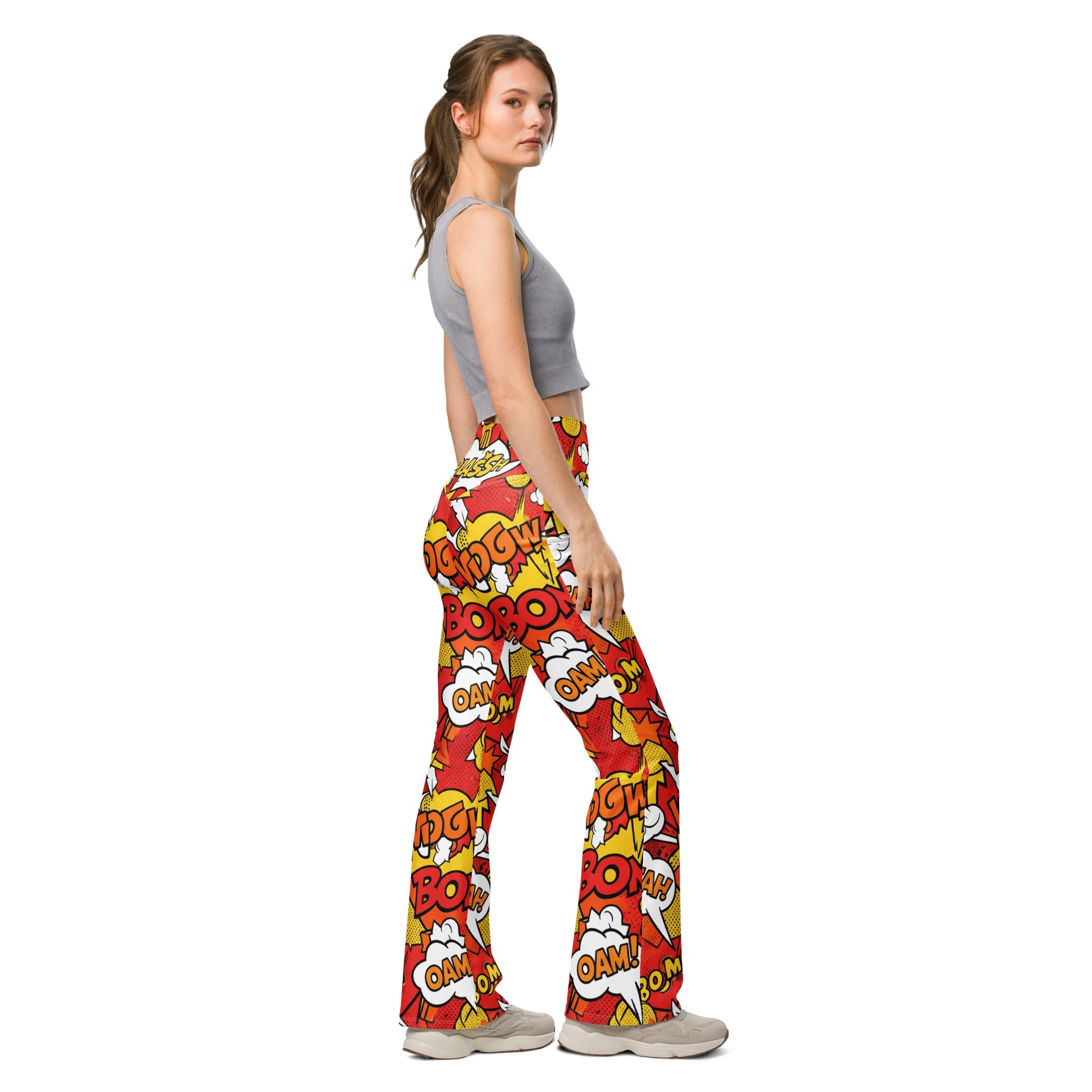 Comic Pop Fire Engine Flare Leggings | GearBunch