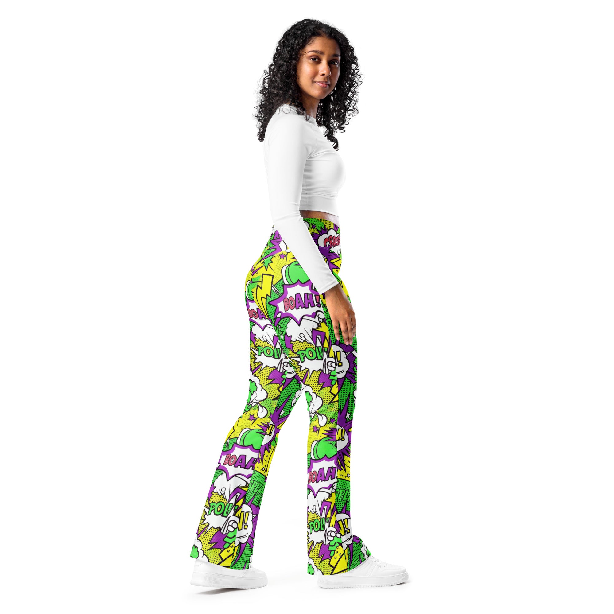 Comic Pop Toxic Green Flare Leggings | GearBunch
