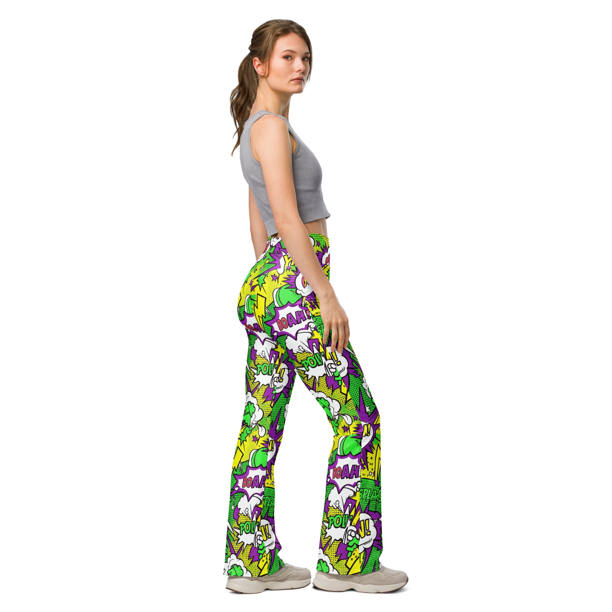 Comic Pop Toxic Green Flare Leggings | GearBunch